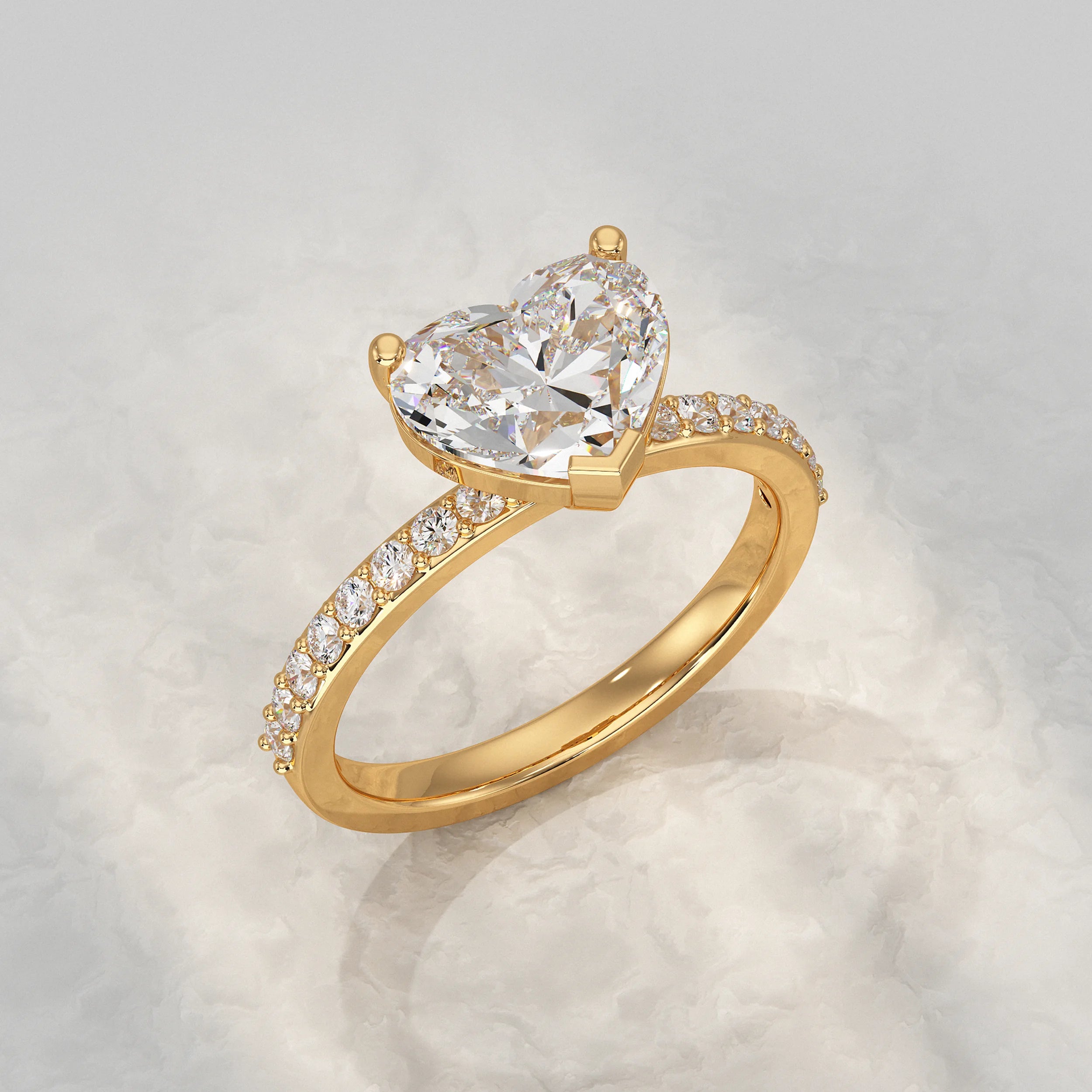 Heart Diamond Solitaire Accent Engagement Ring Rings