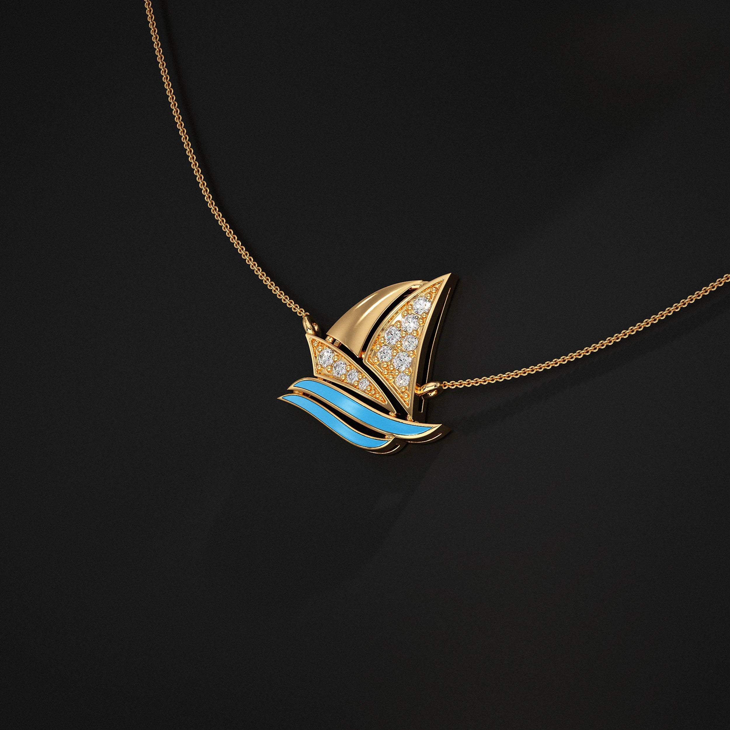 Lab Diamond Sailboat Pendant Pendant