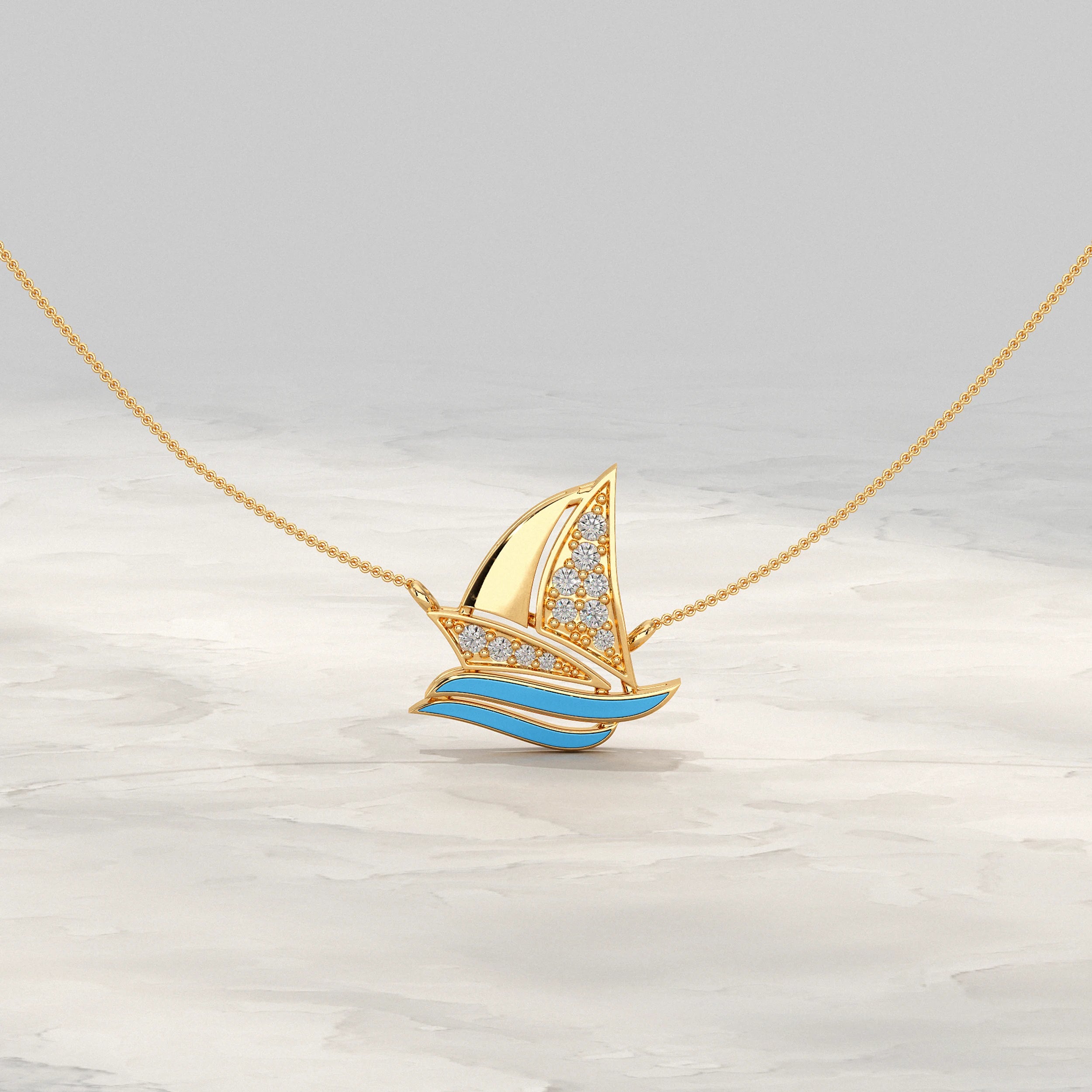Lab Diamond Sailboat Pendant Pendant