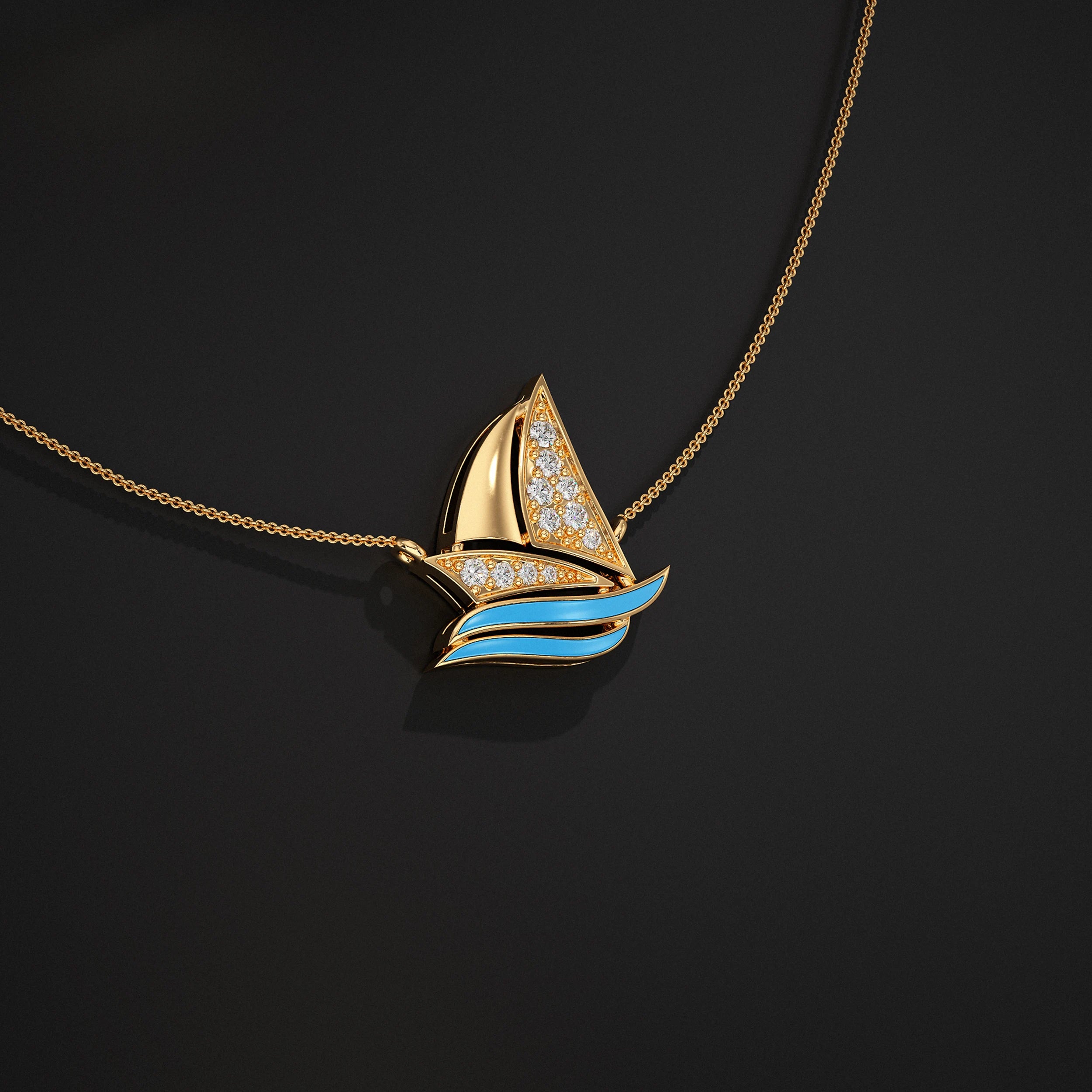 Lab Diamond Sailboat Pendant Pendant