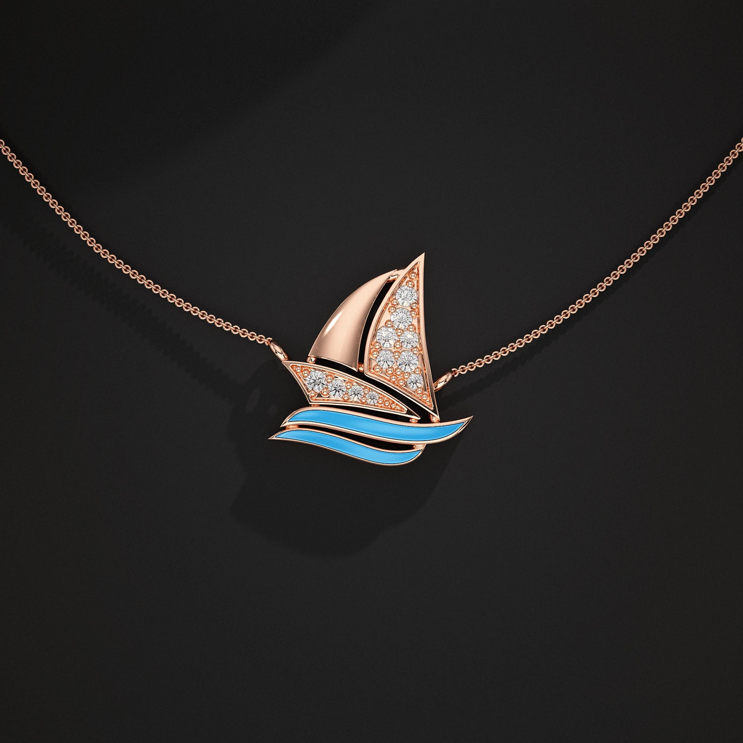Lab Diamond Sailboat Pendant Pendant