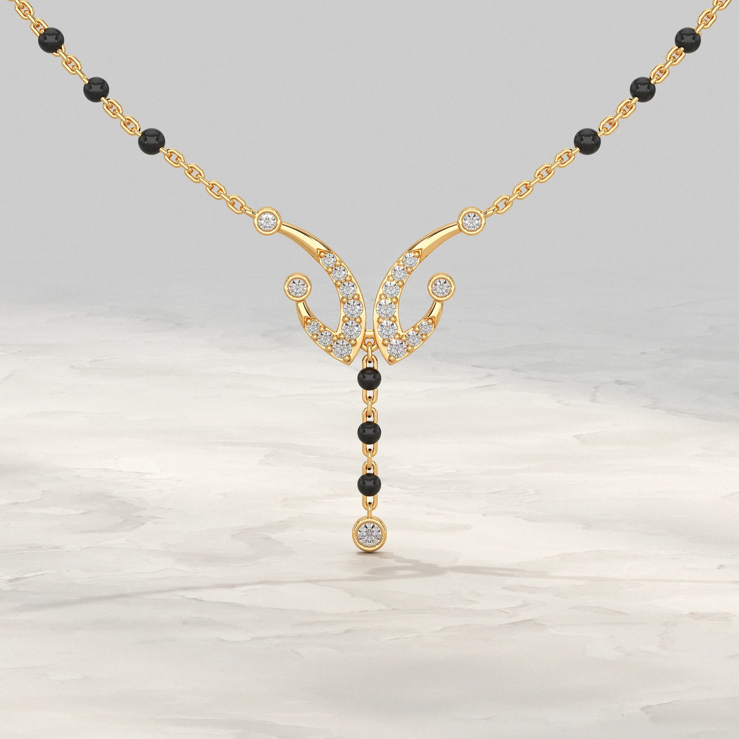 Layer Drop Pear Gemstone Mangalsutra Mangal Sutra