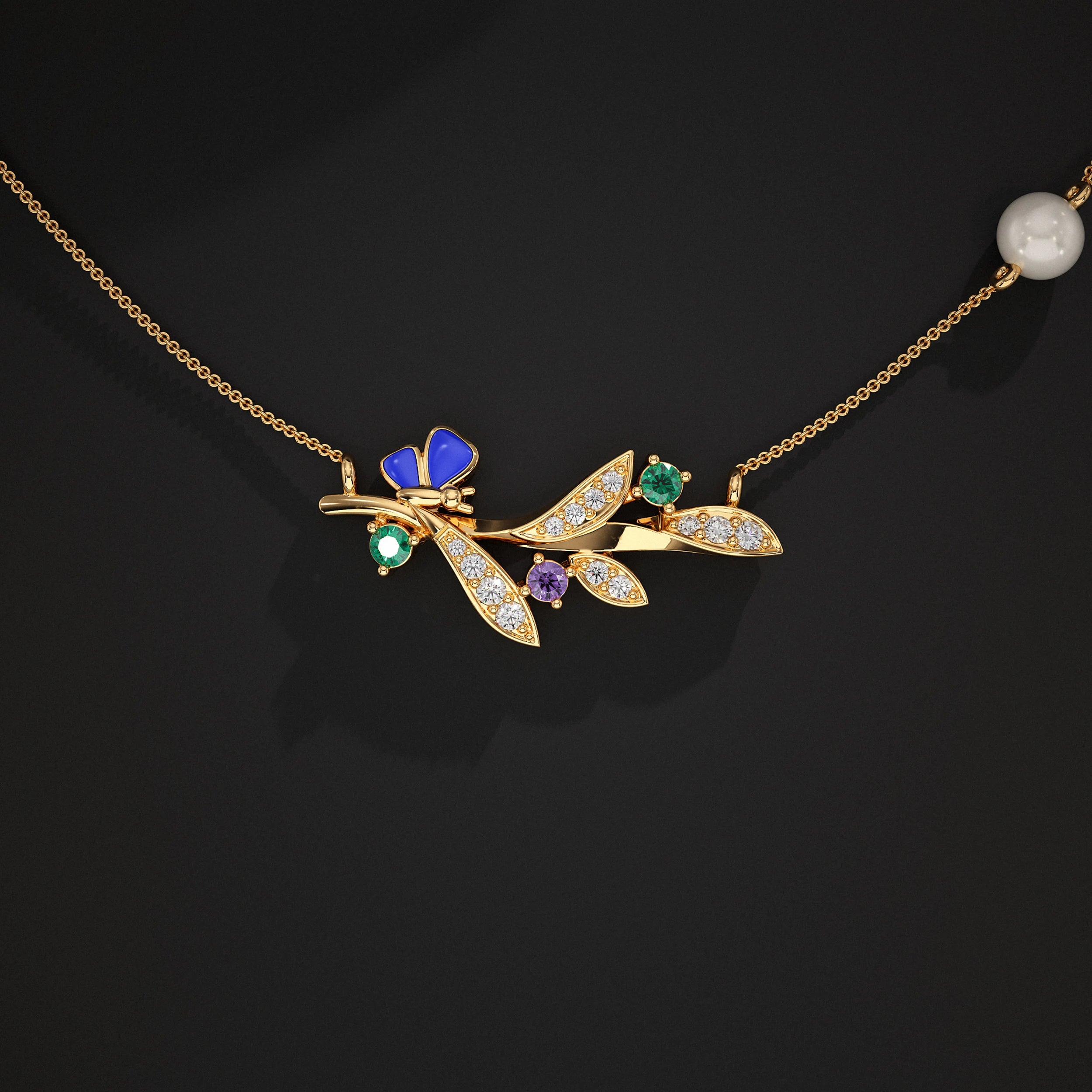 Leaf Lab Gemstone Pendant Pendant
