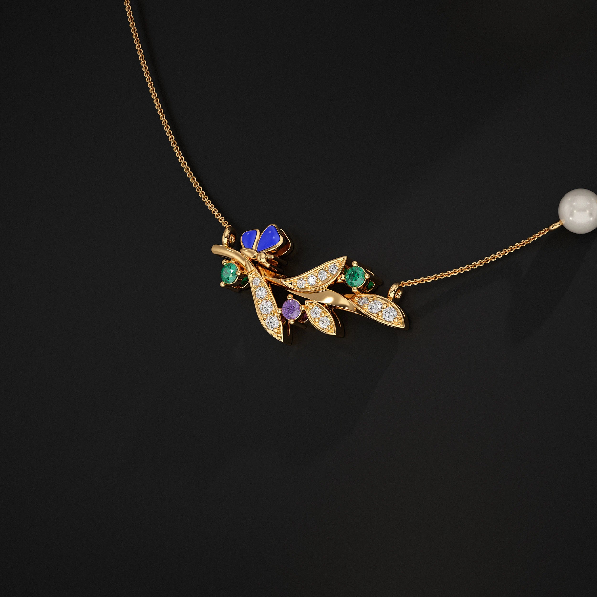 Leaf Lab Gemstone Pendant Pendant
