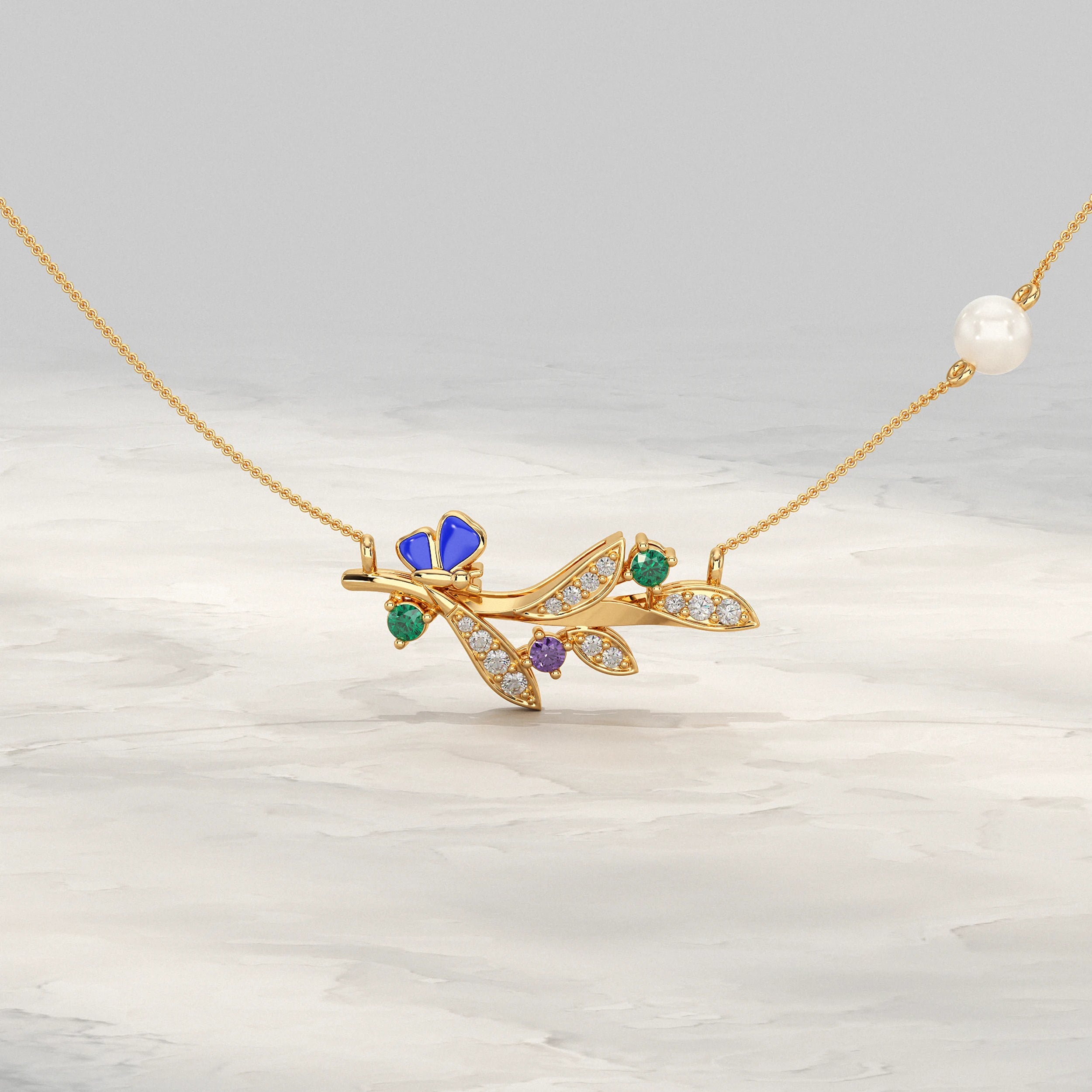 Leaf Lab Gemstone Pendant Pendant