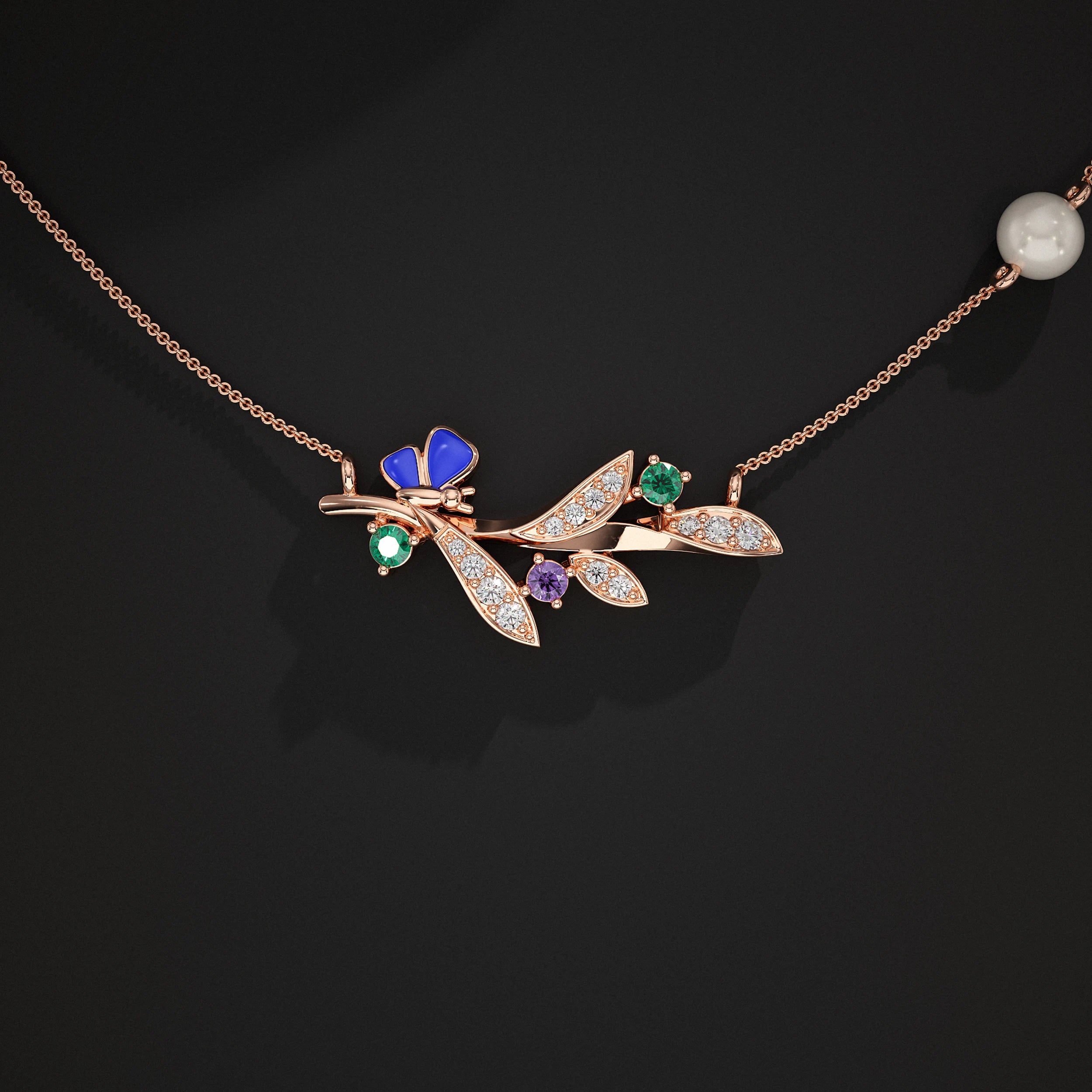Leaf Lab Gemstone Pendant Pendant