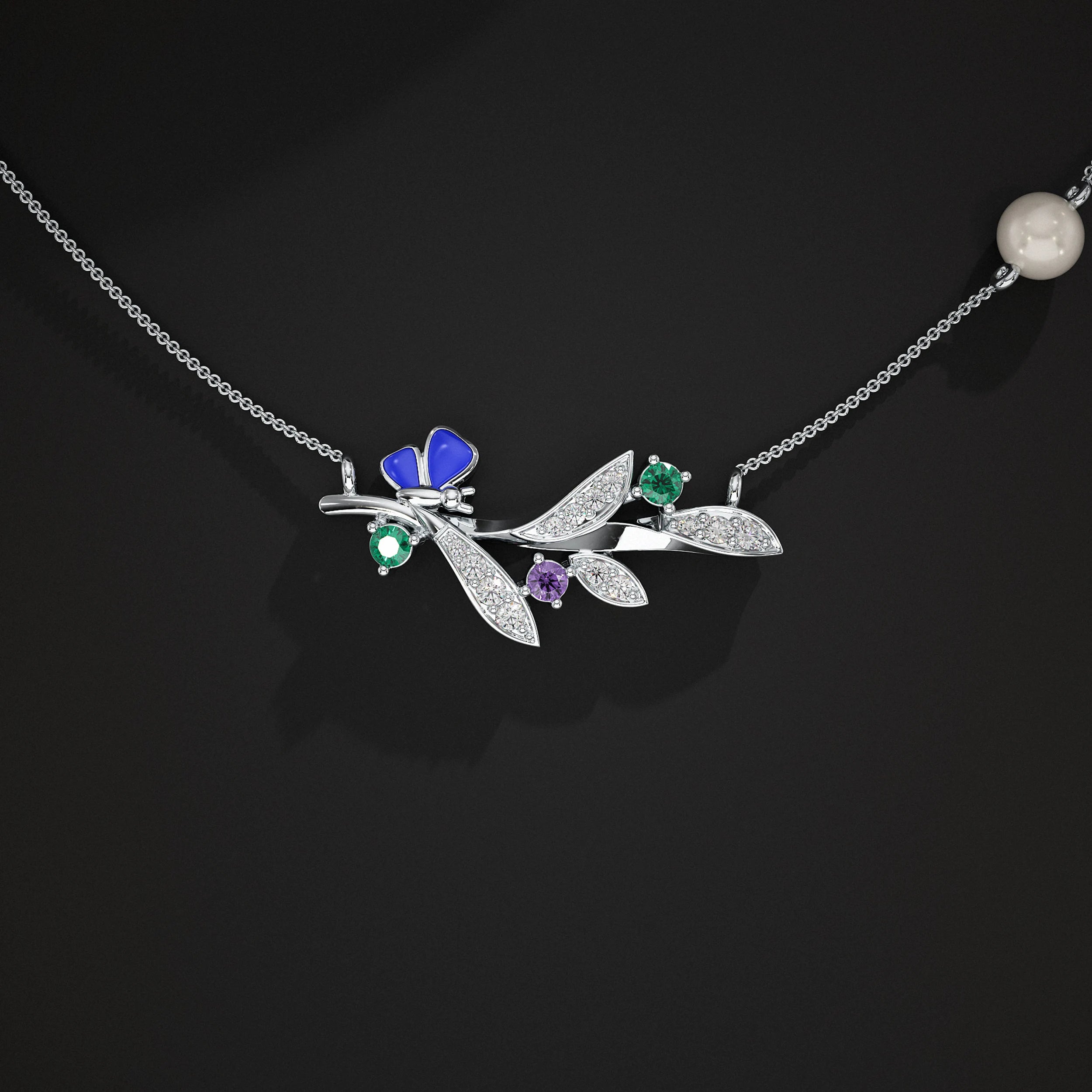 Leaf Lab Gemstone Pendant Pendant