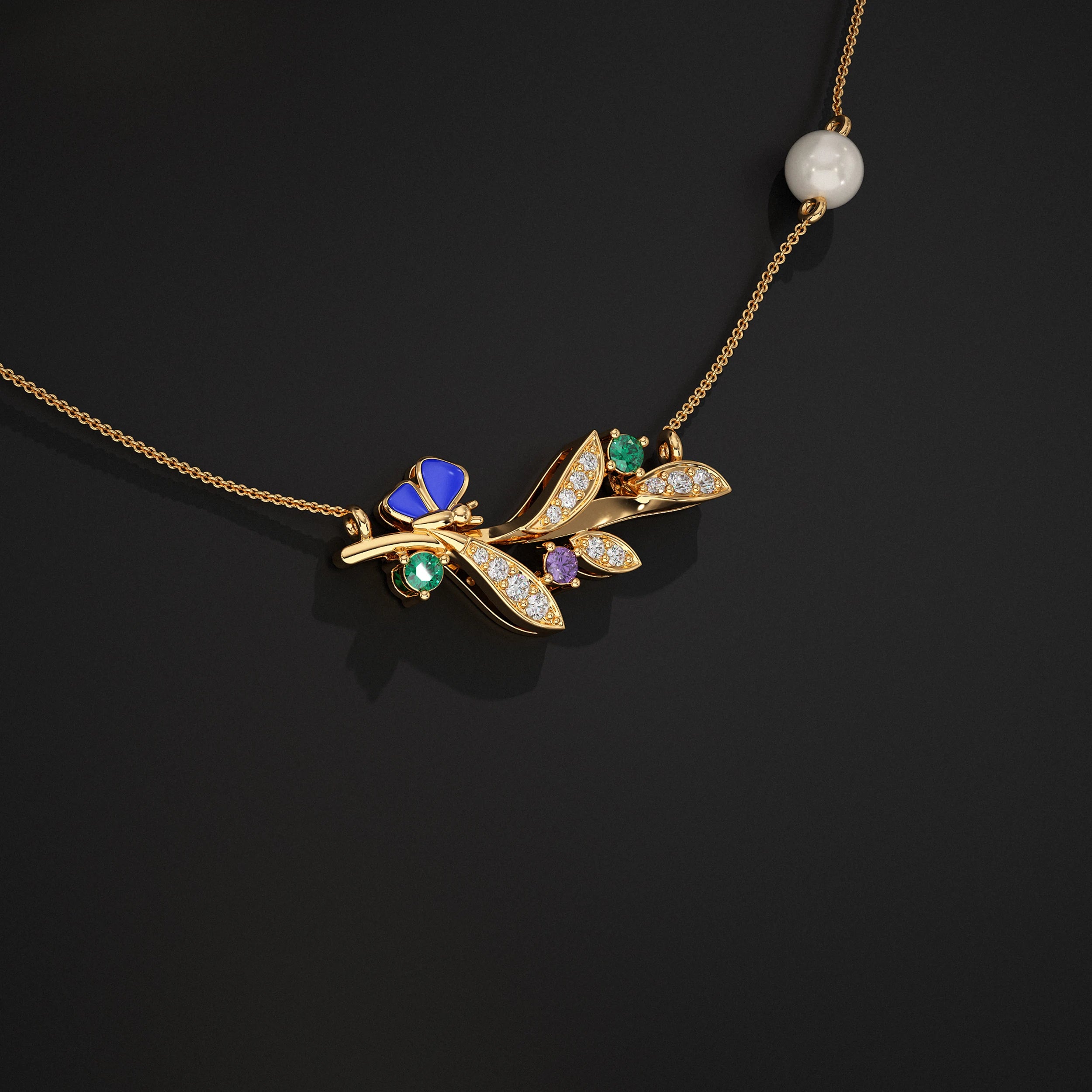 Leaf Lab Gemstone Pendant Pendant