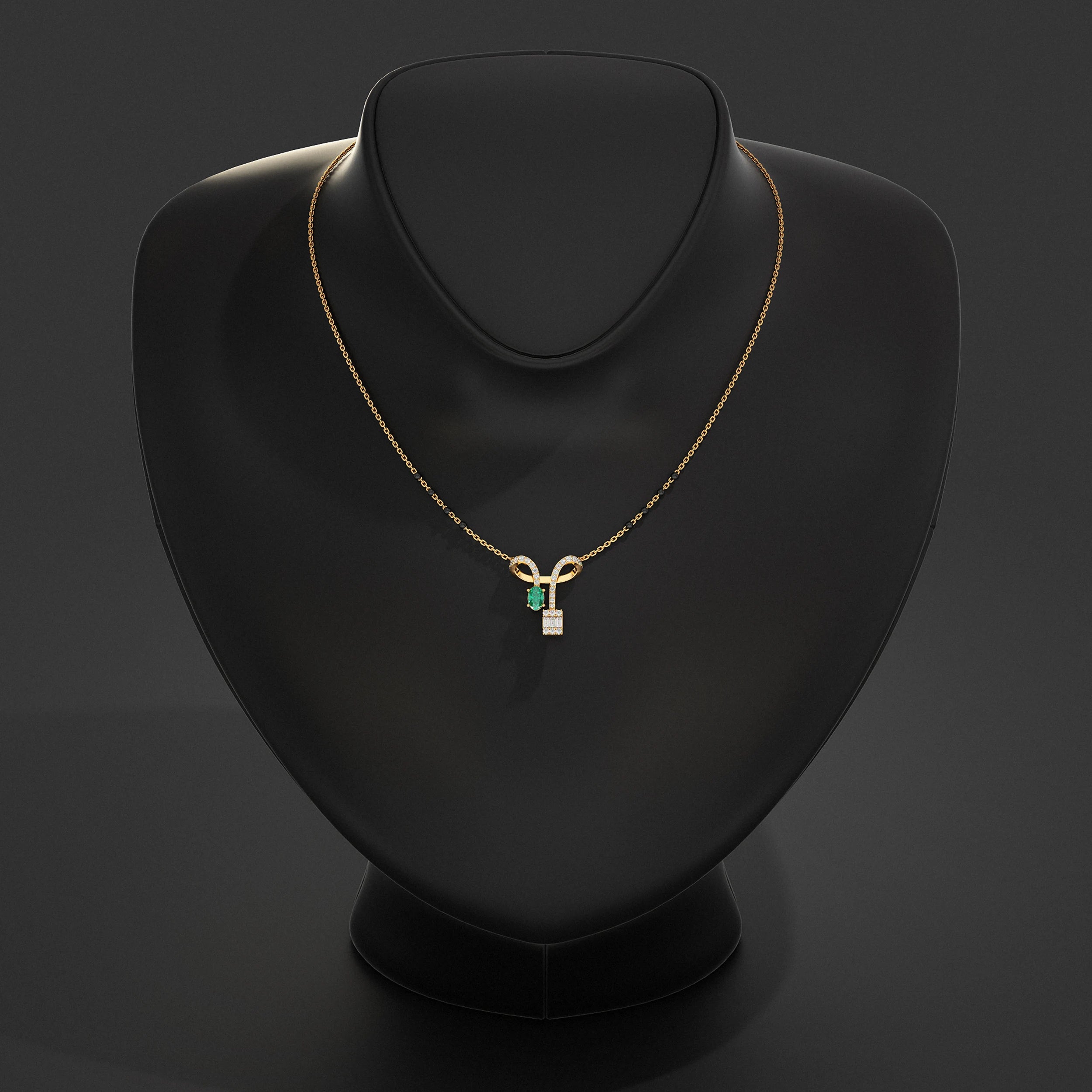 Baguette And Oval Linear Drop Mangalsutra Mangal Sutra