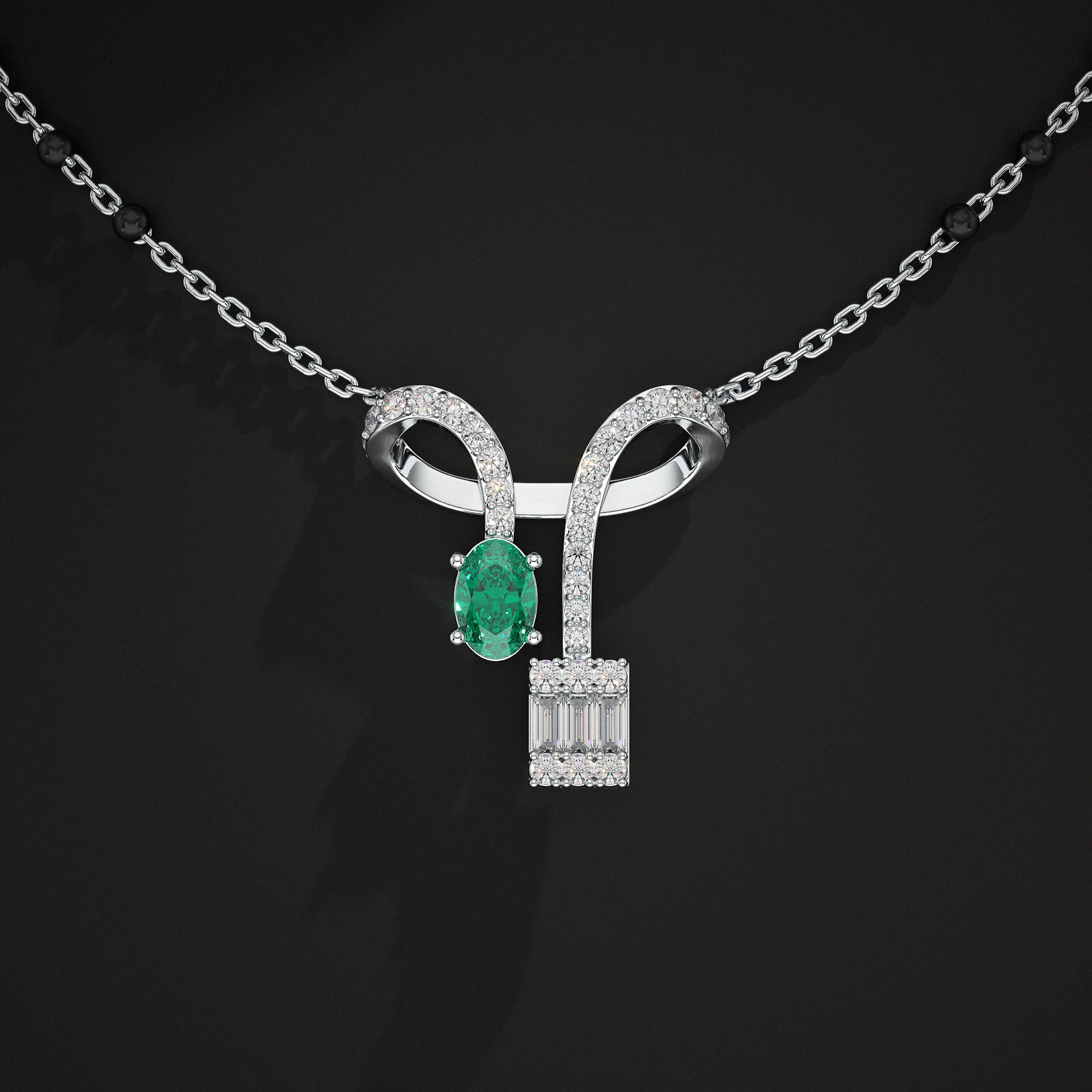 Baguette And Oval Linear Drop Mangalsutra Mangal Sutra