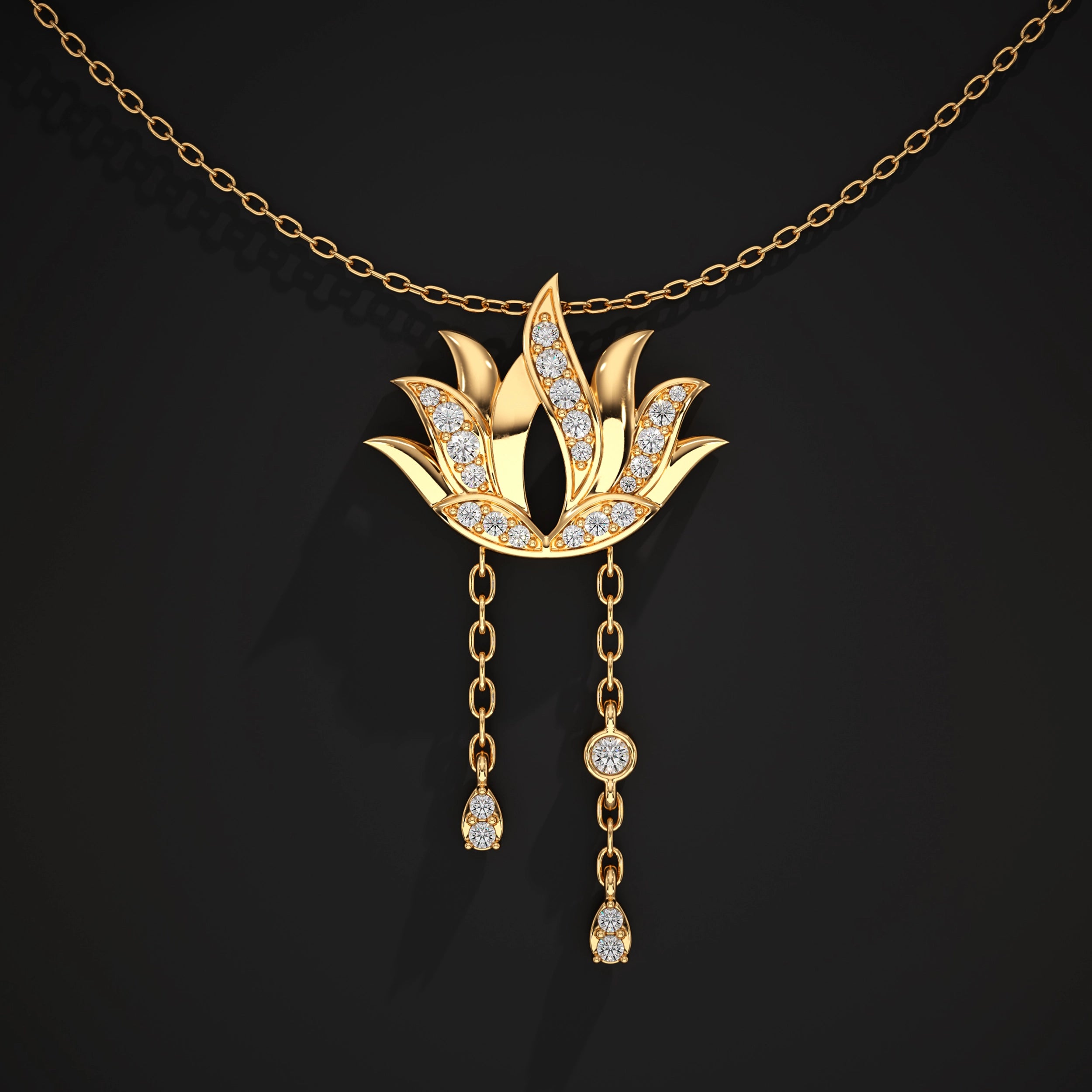 Lotus Pendant With Diamond Accent Pendant