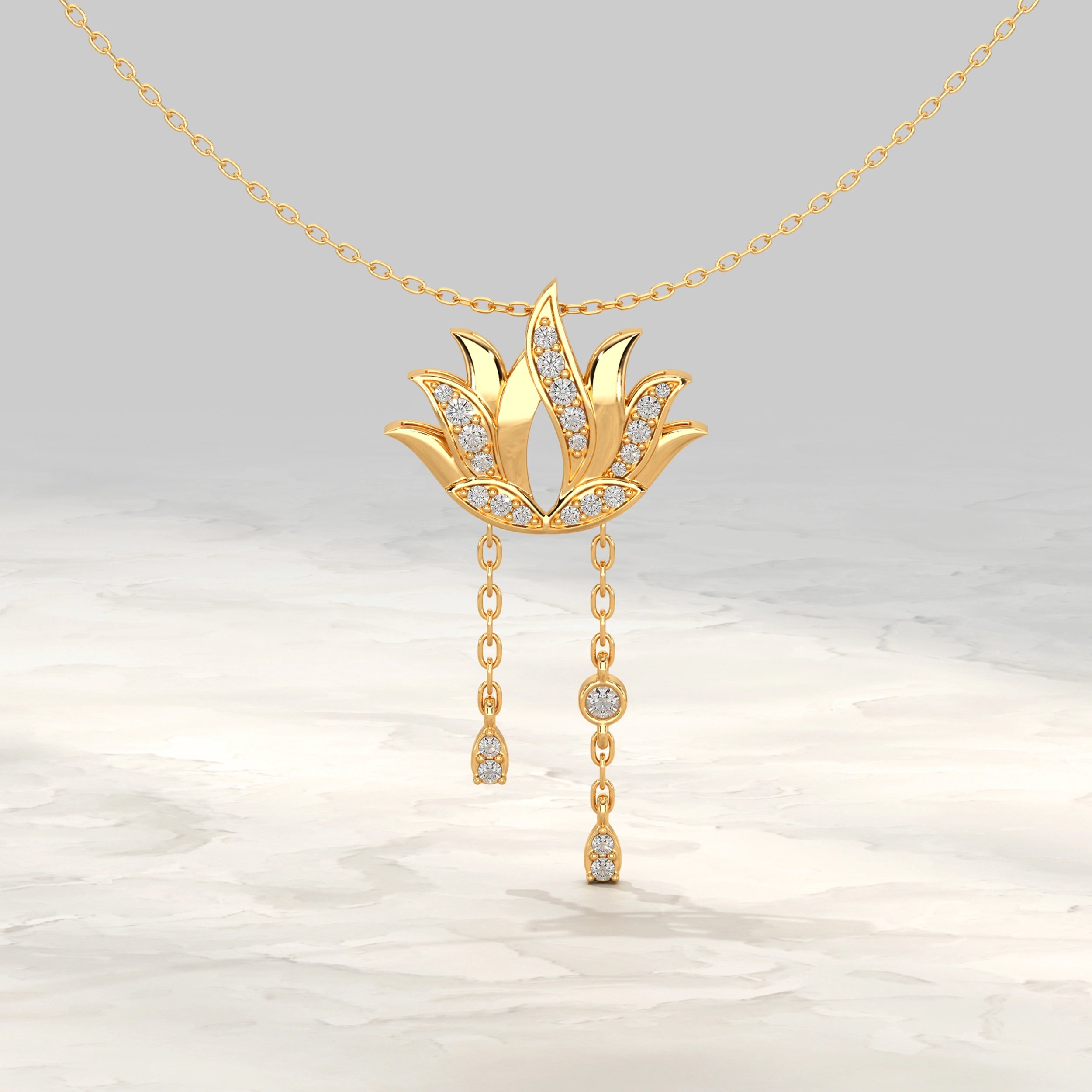 Lotus Pendant With Diamond Accent Pendant