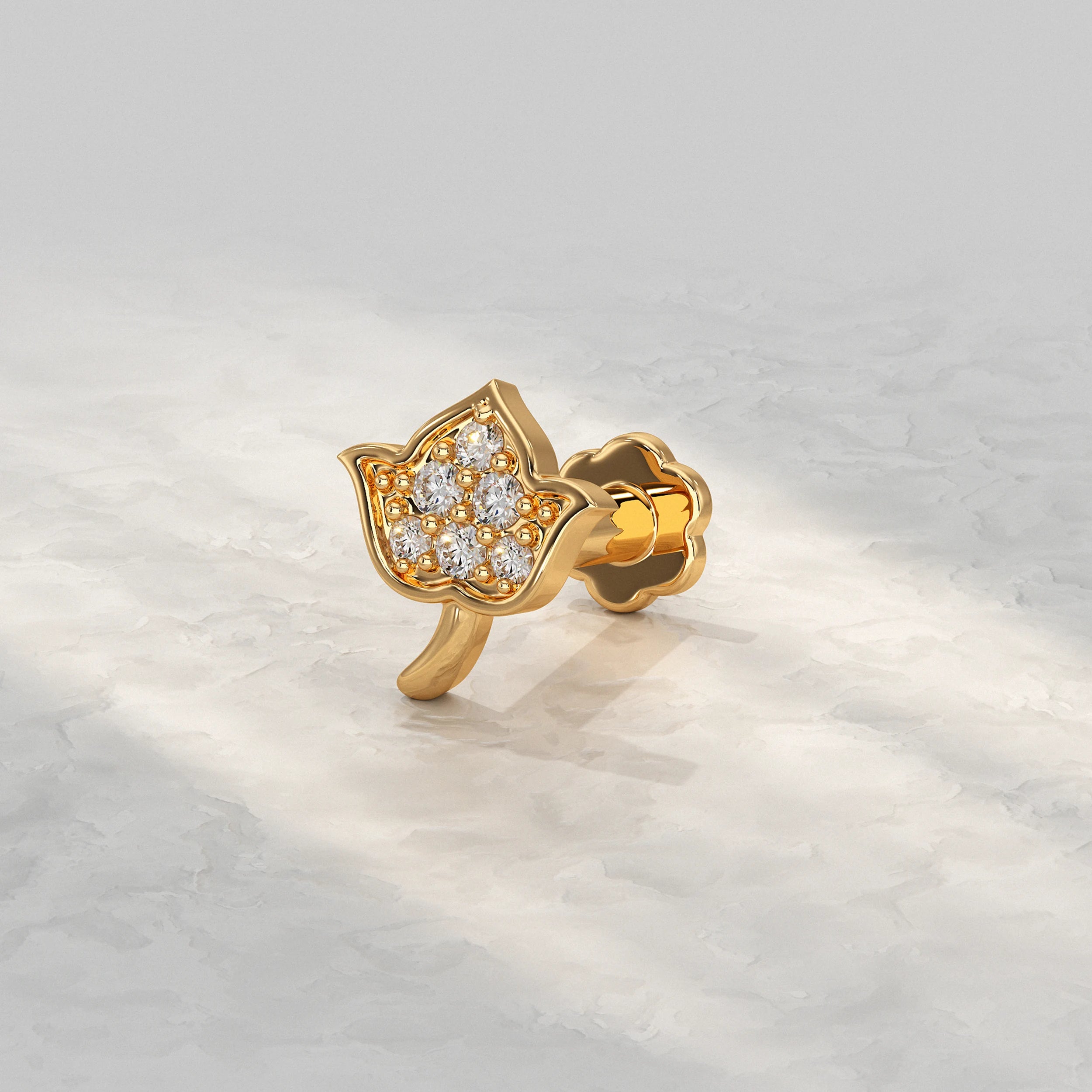 Lotus Shape Diamond Nose Pin Nose Pin