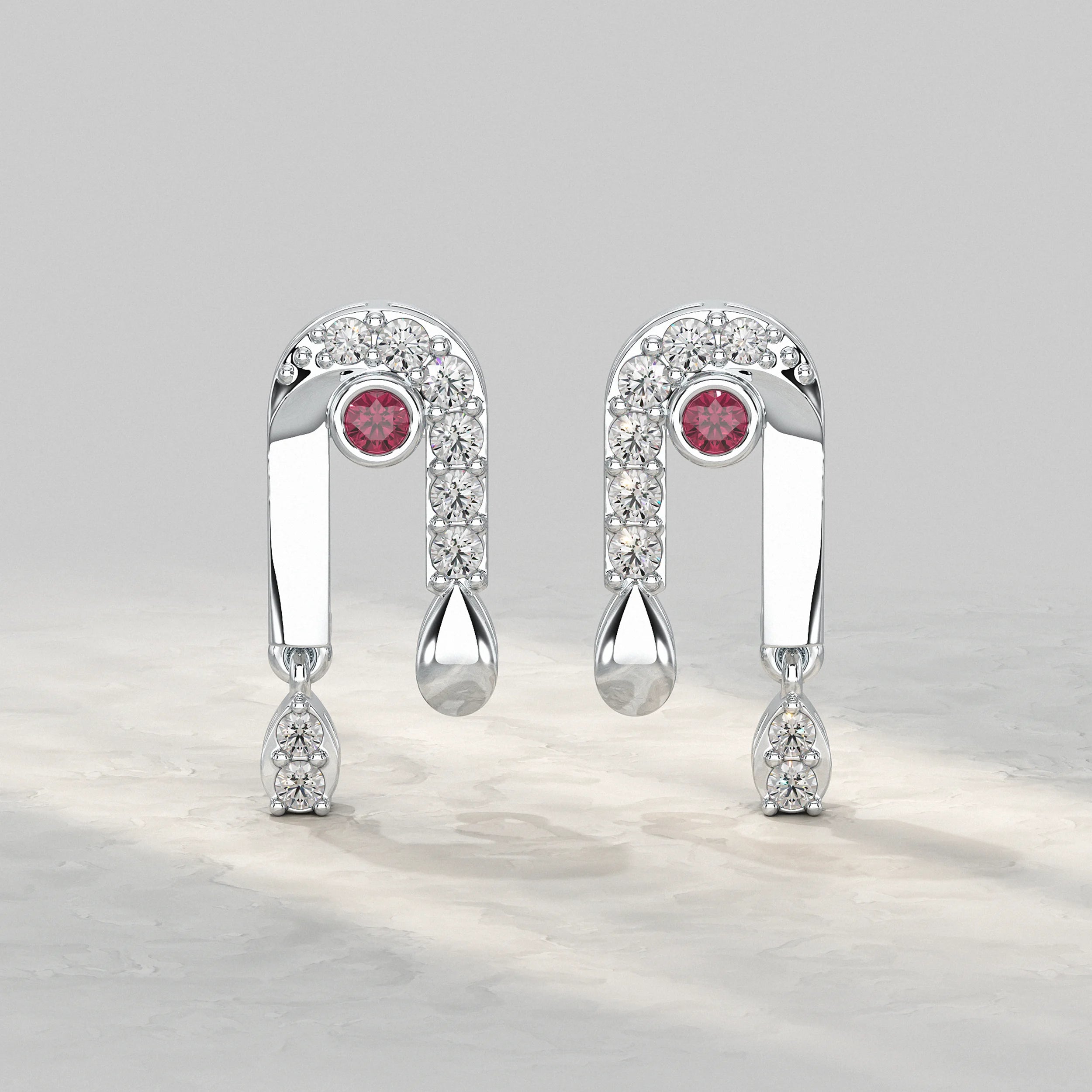 Ruby And Diamond Drop Accent Stud Earrings Earrings