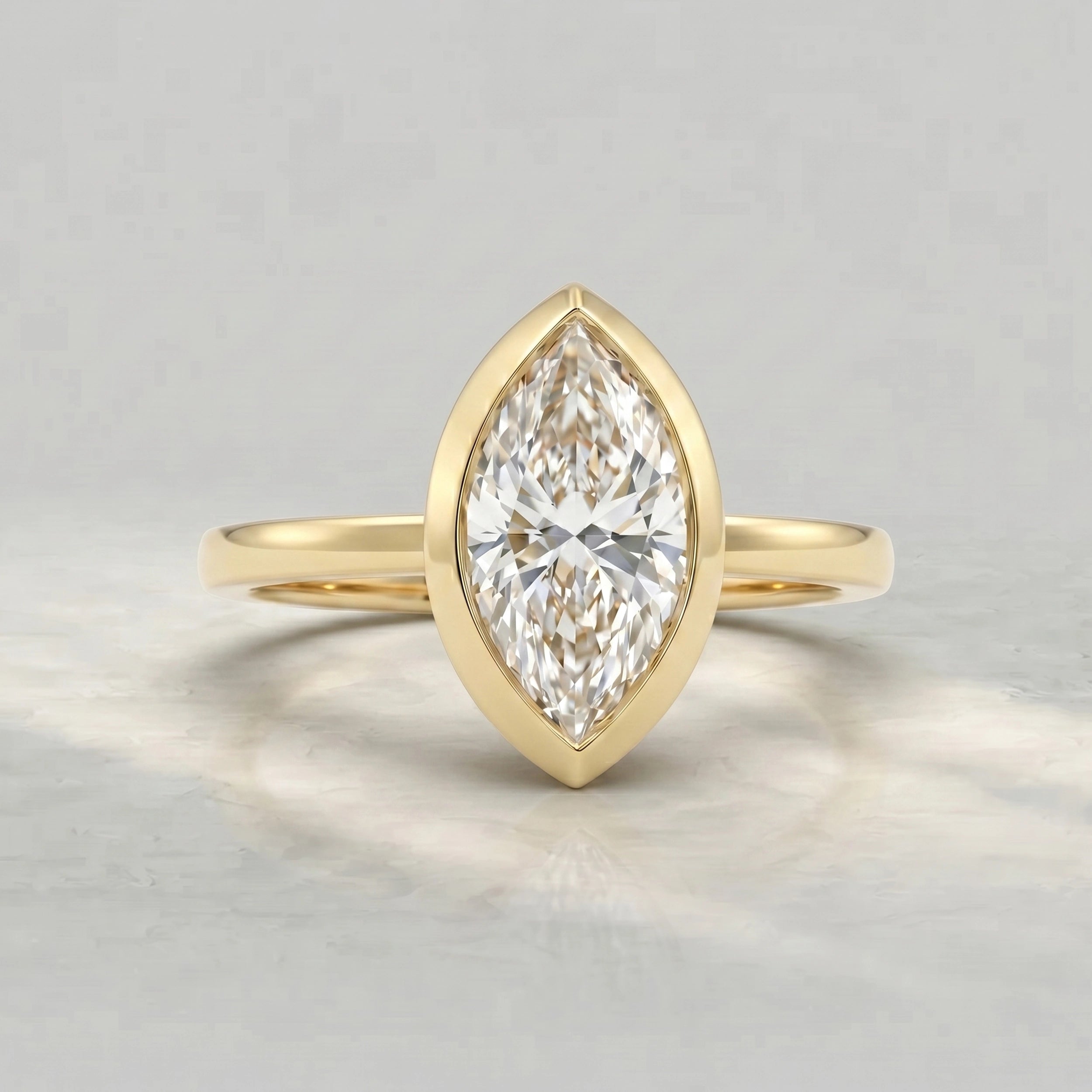 Bezel Set Marquise Lab Diamond Solitaire Ring Rings