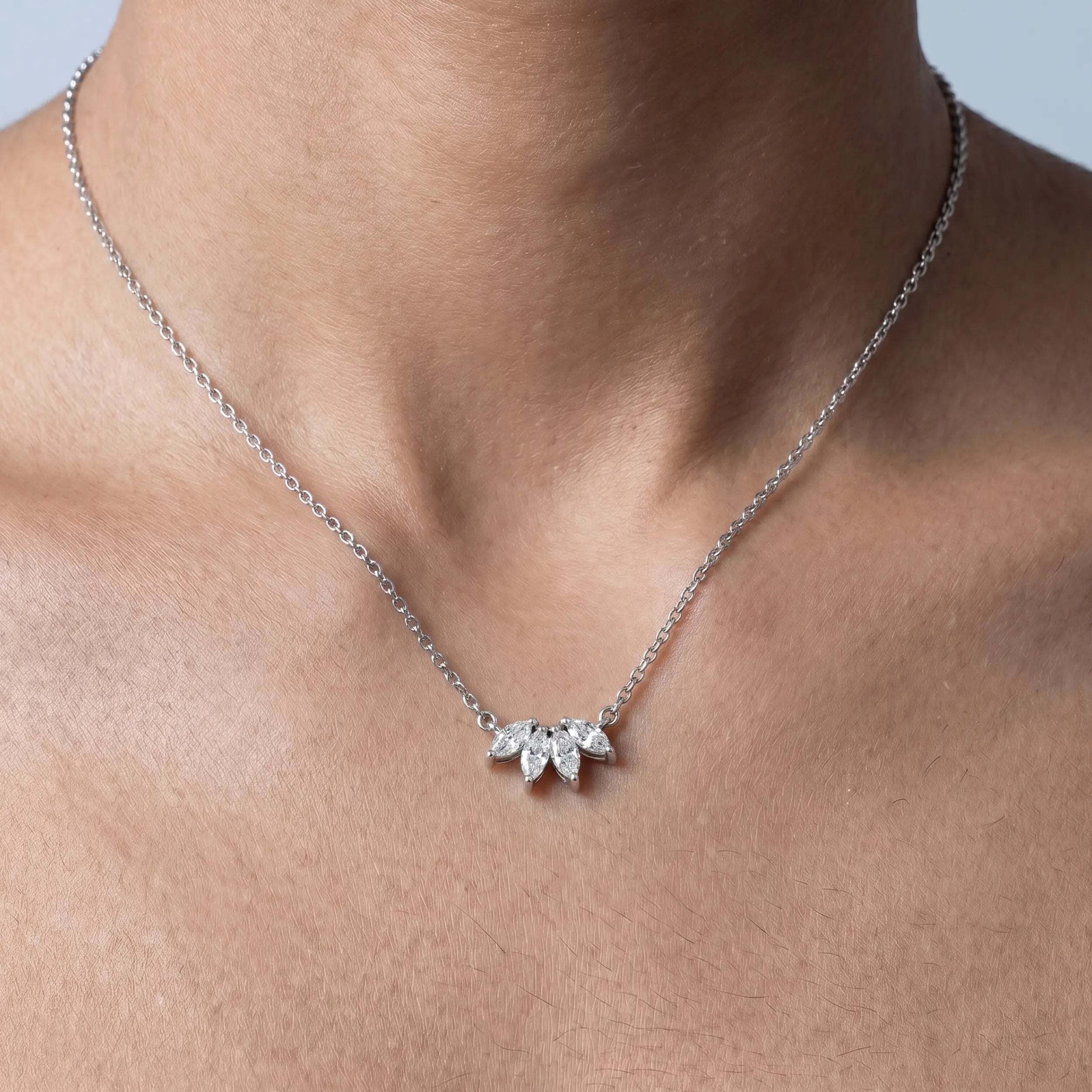 Flower Shape Marquise Diamond Pendant Rings