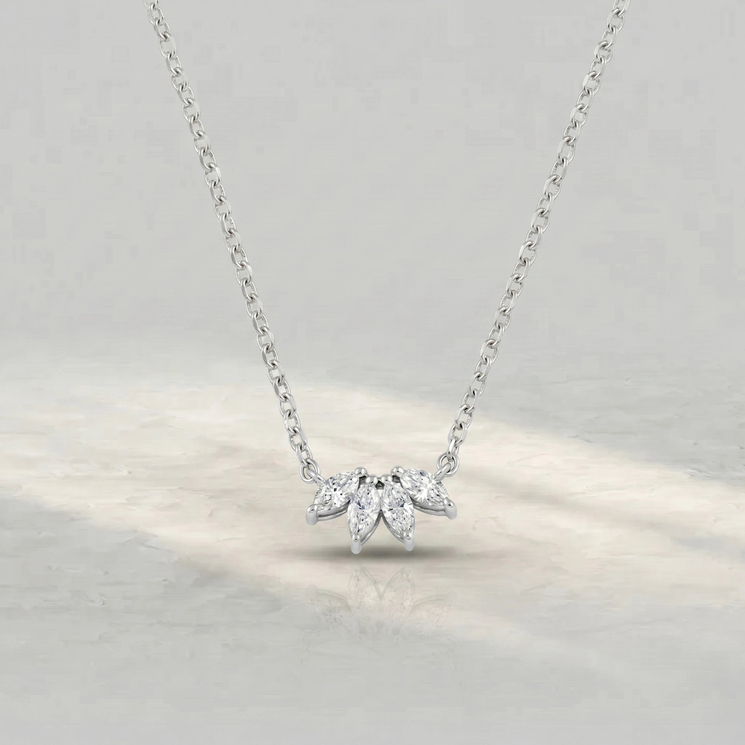 Flower Shape Marquise Diamond Pendant Rings