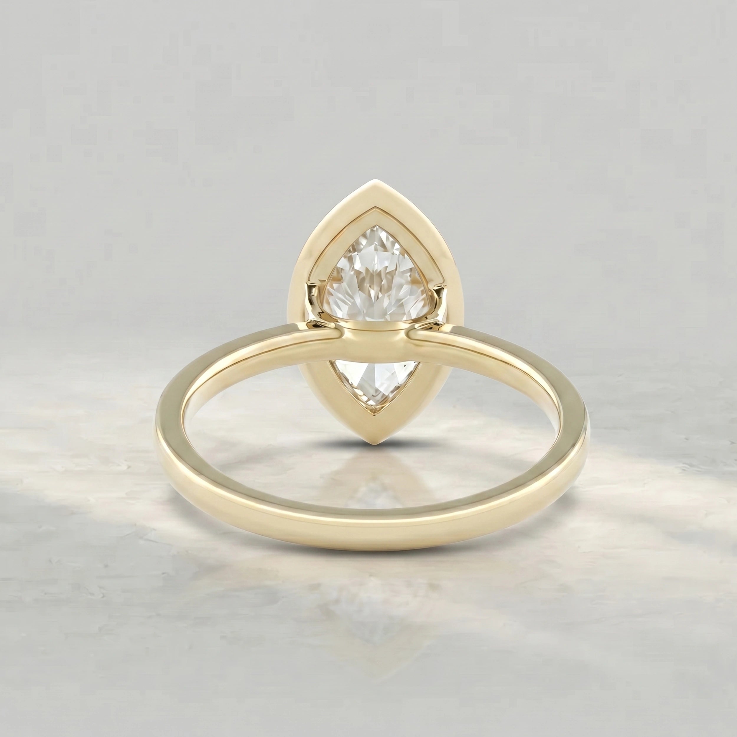 Bezel Set Marquise Lab Diamond Solitaire Ring Rings