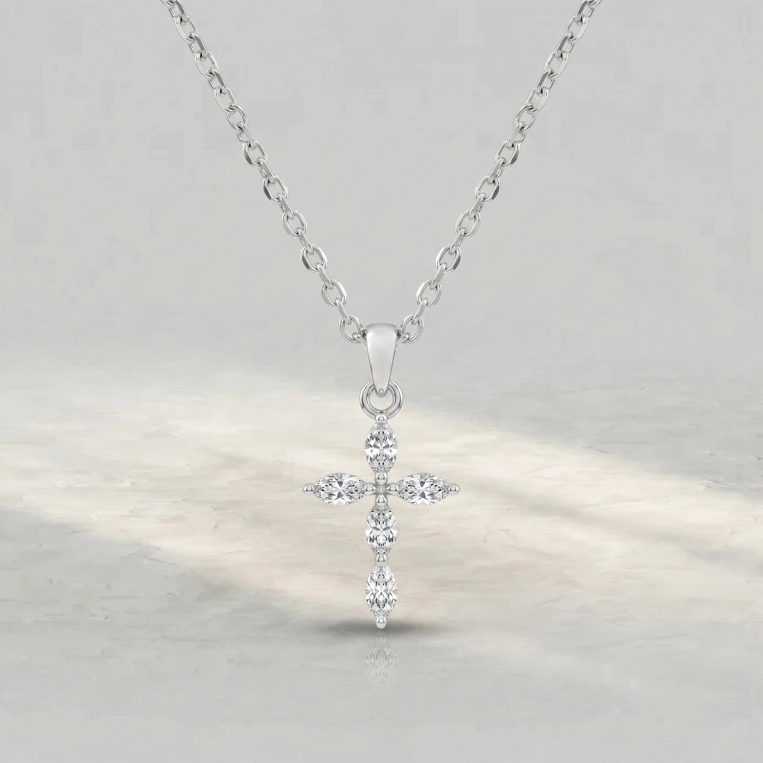 Marquise Lab Diamond Cross Pendant Pendant