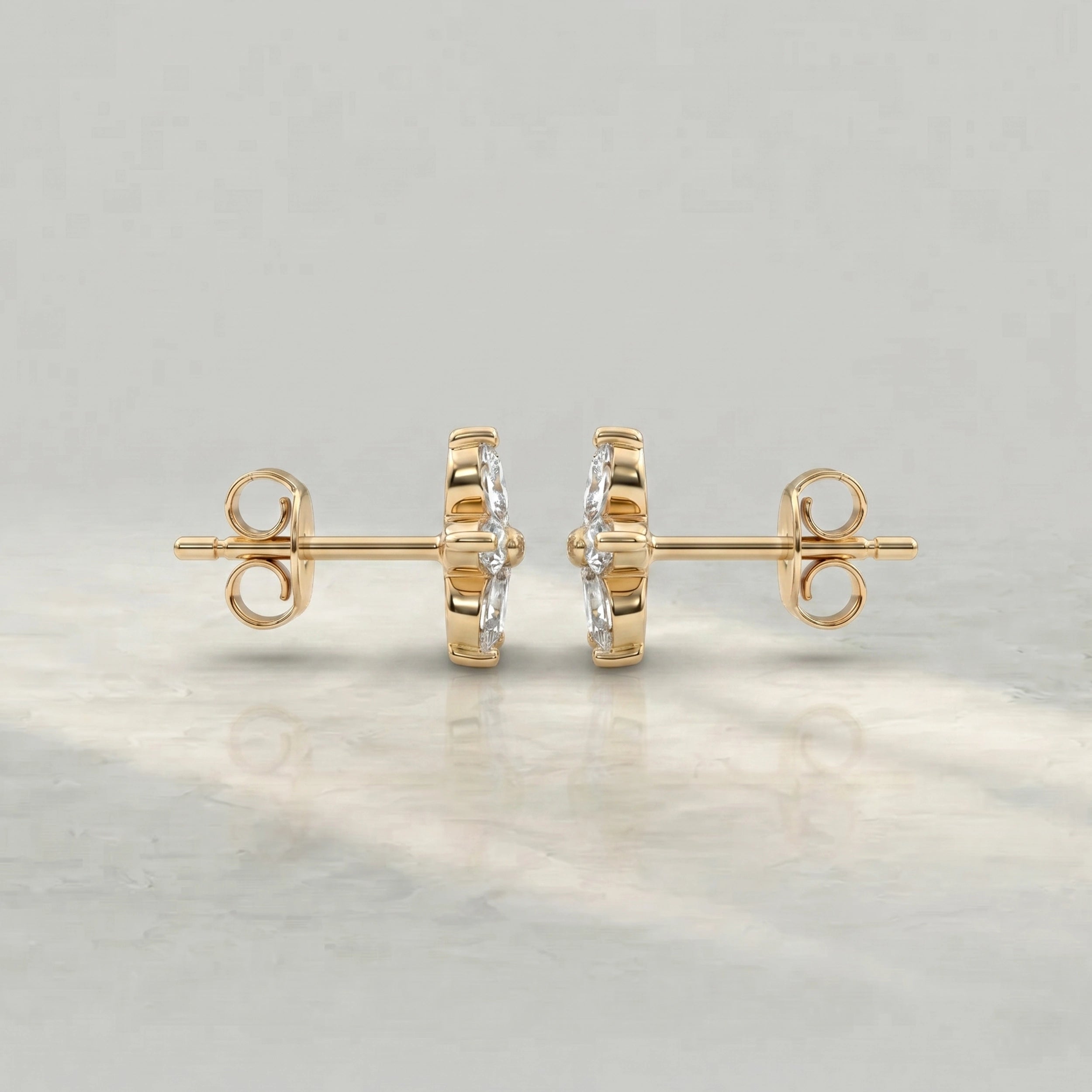 Marquise Lab Diamond Floral Stud Earrings Earrings