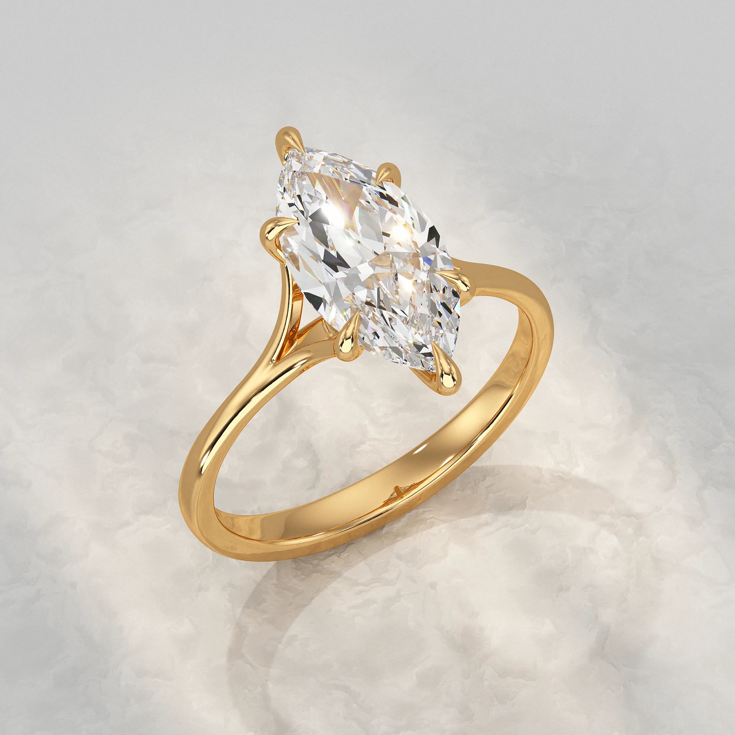 Marquise Lab Diamond Six Prong Solitaire Ring Rings