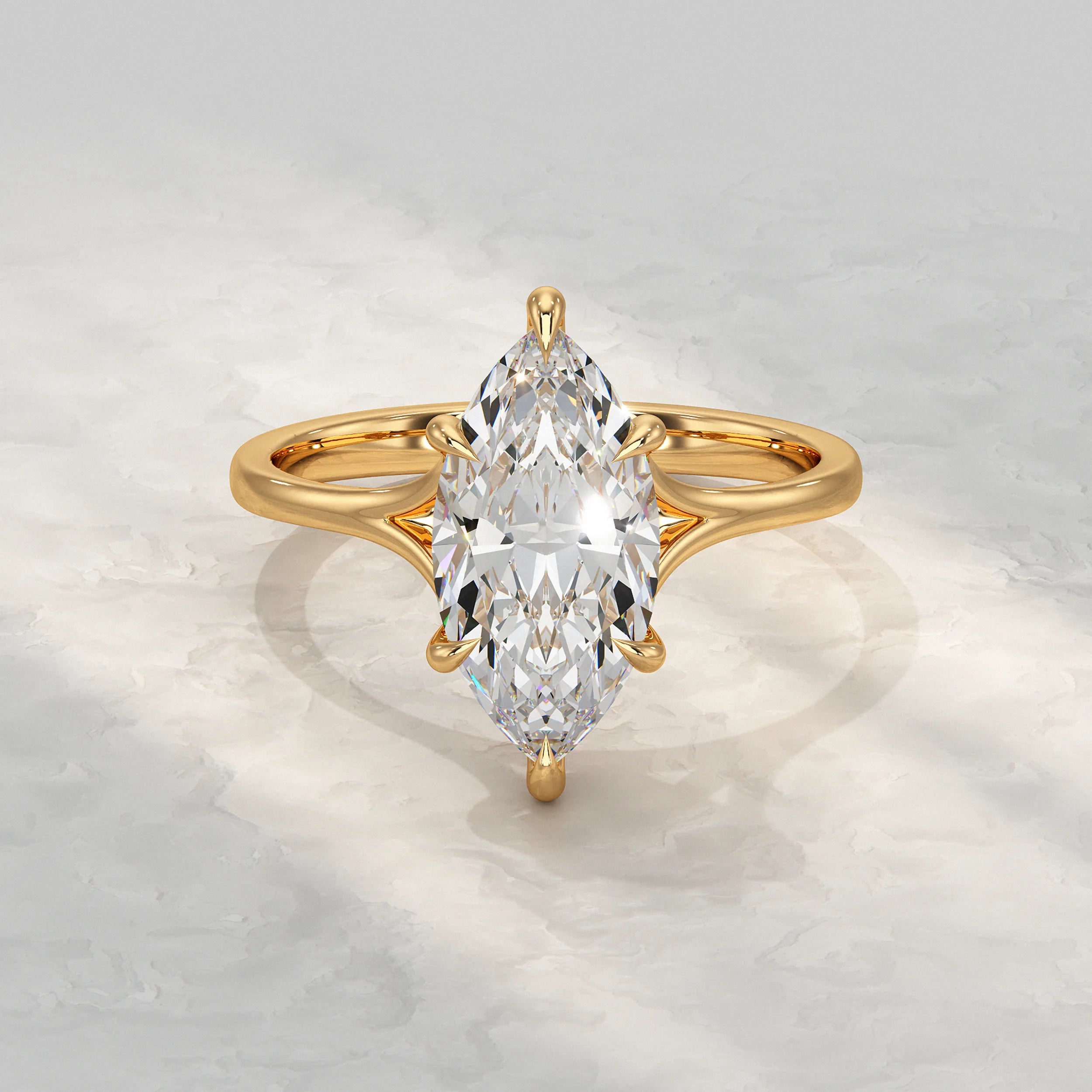 Marquise Lab Diamond Six Prong Solitaire Ring Rings