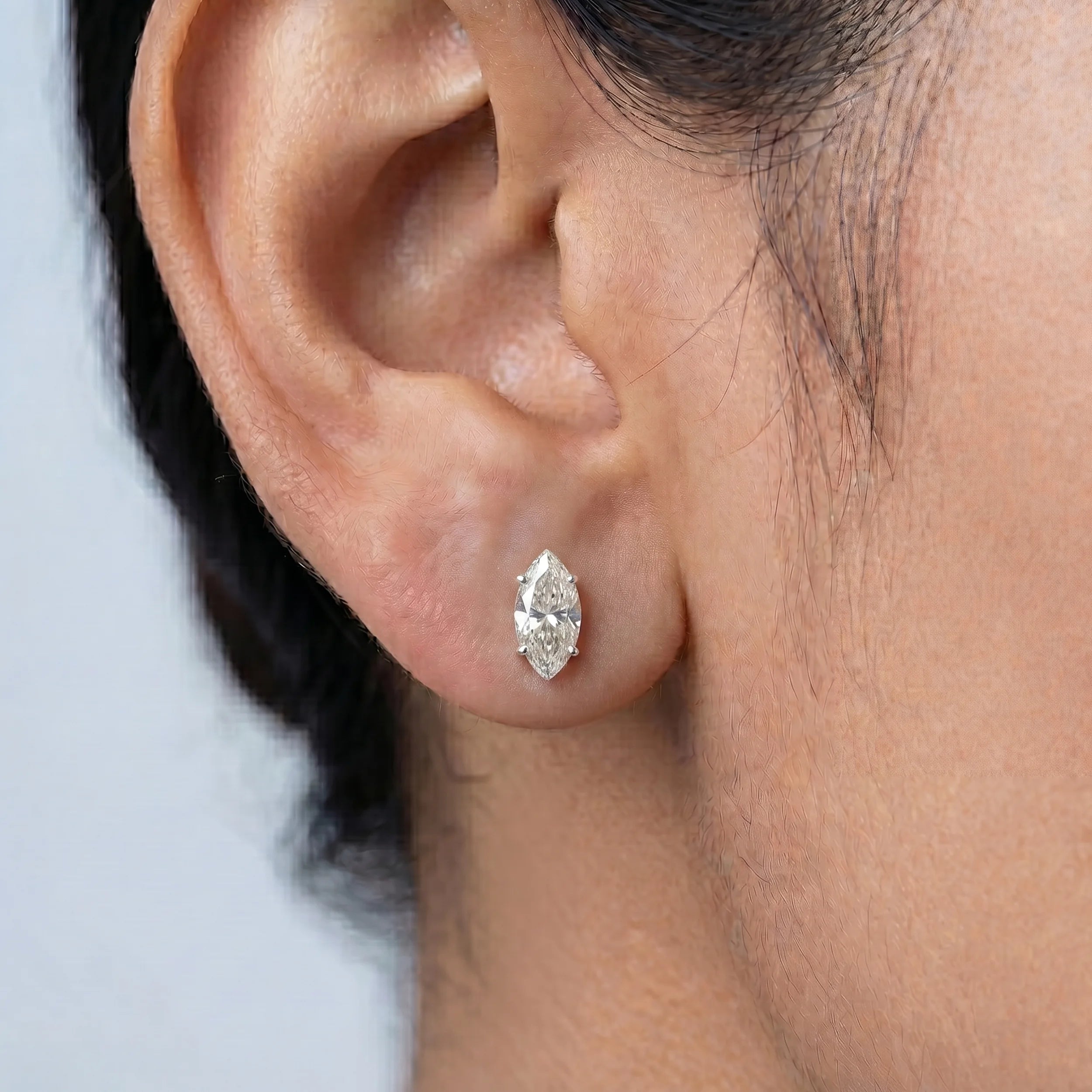 Marquise Lab Diamond Stud Earrings