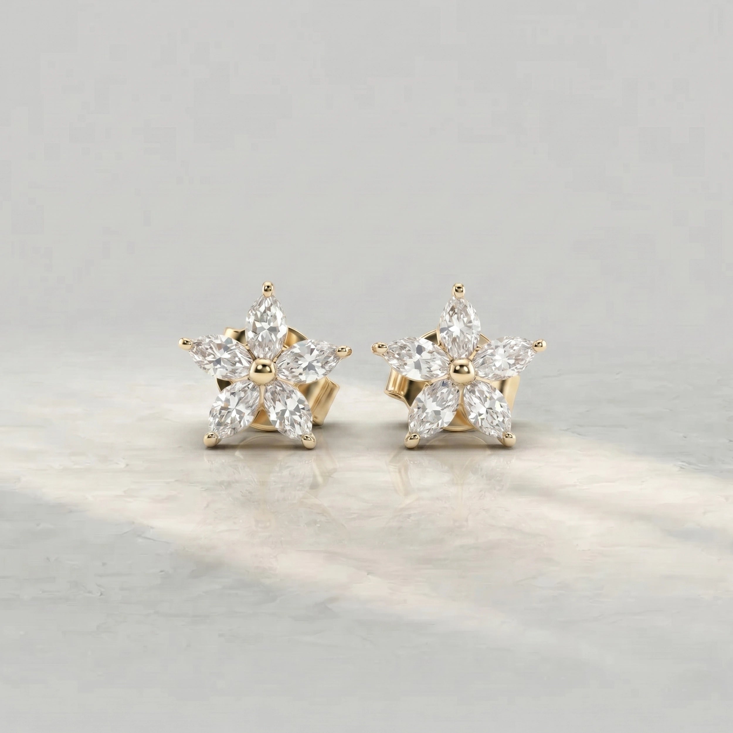 Marquise Lab Diamond Floral Stud Earrings Earrings