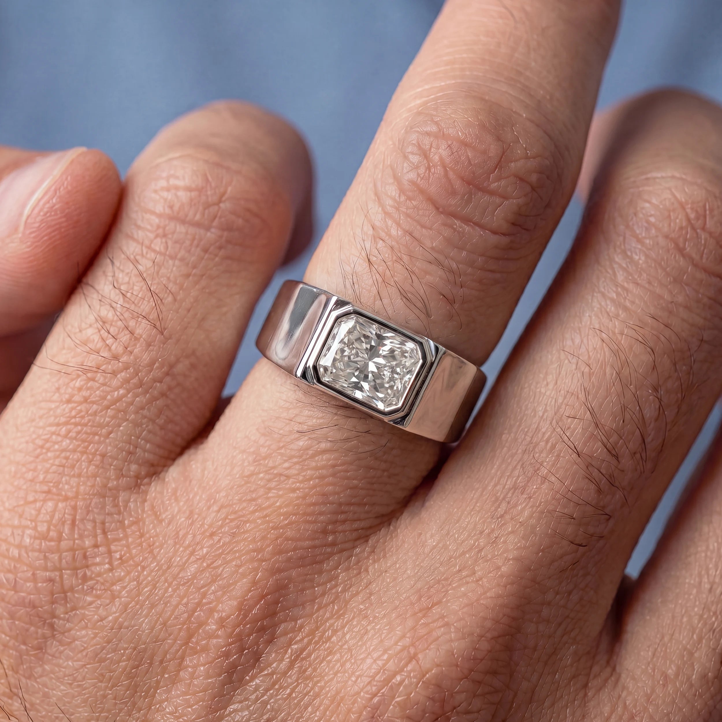 East West Radiant Cut Men's Wedding Band Band