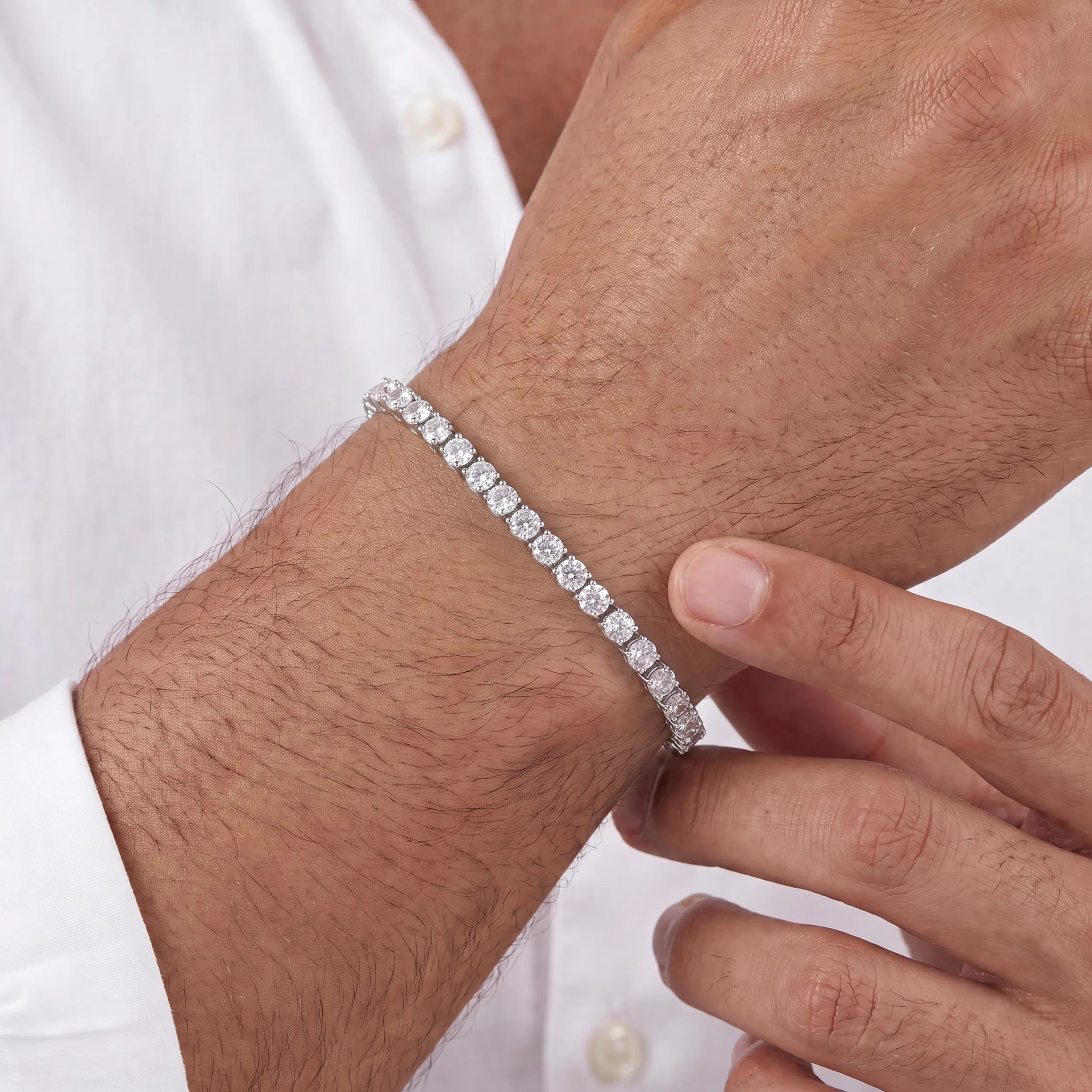 Round Lab Diamond Tennis Bracelet For Men's Bracelet