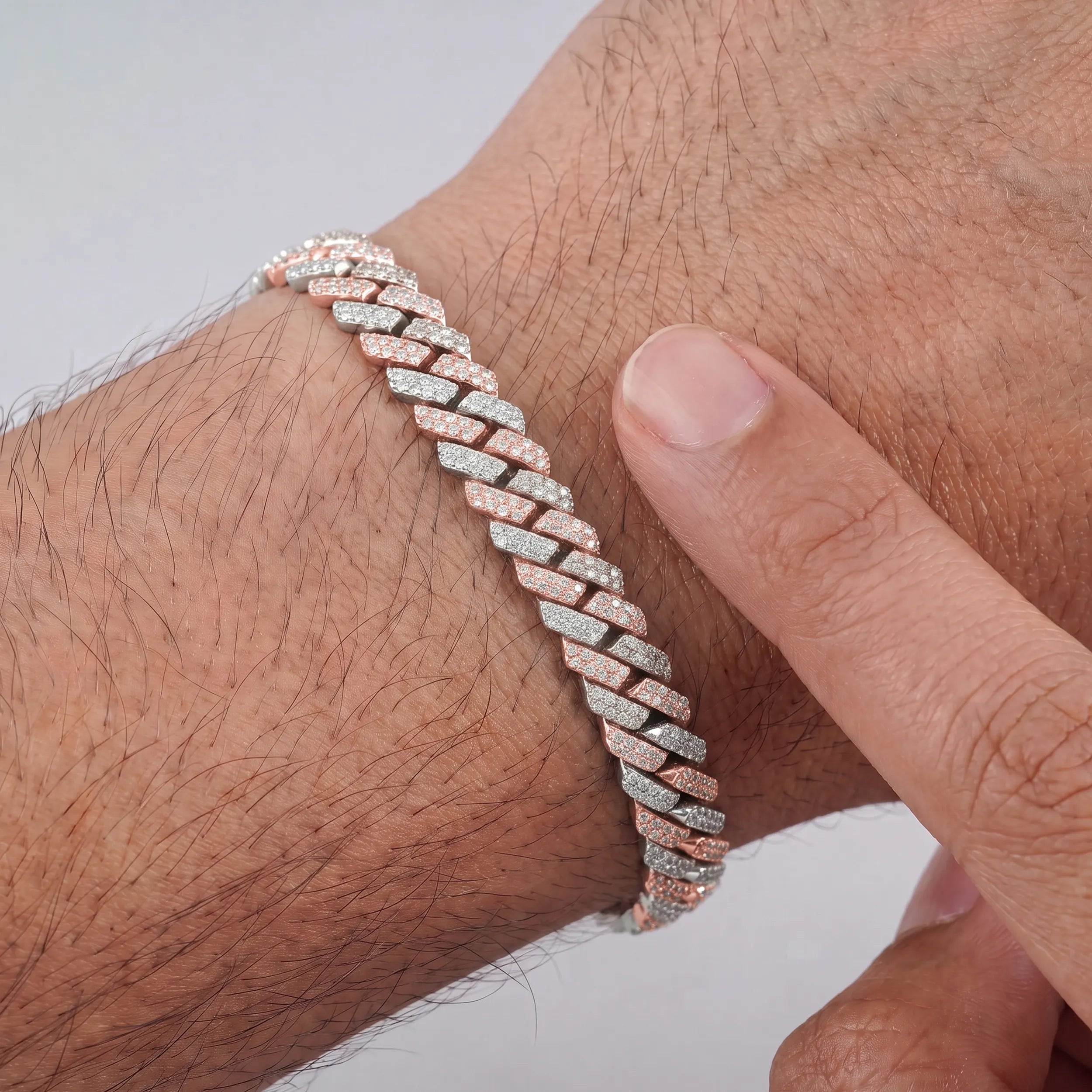 Two Tone Round Cut Miami Cuban Men's Bracelet Bracelet