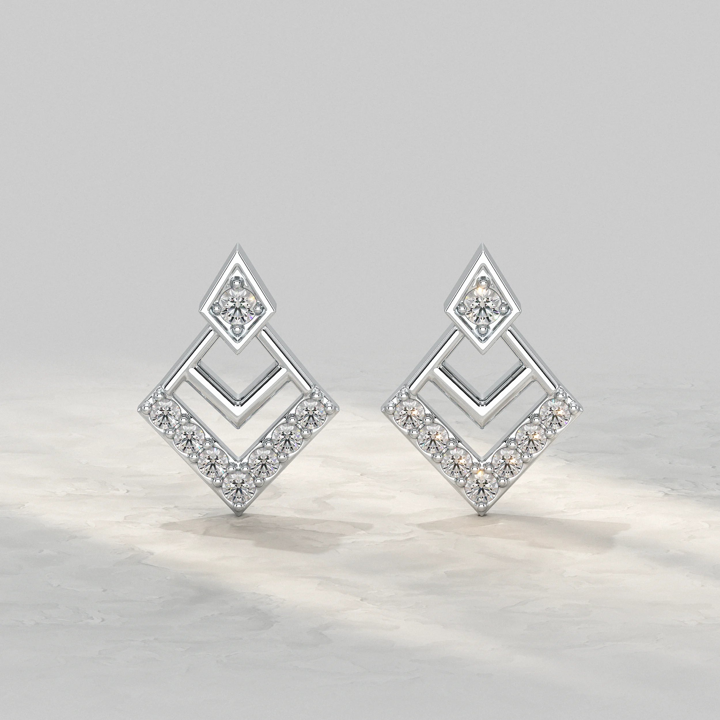 Chevron Square Lab Diamond Stud Earrings Earrings