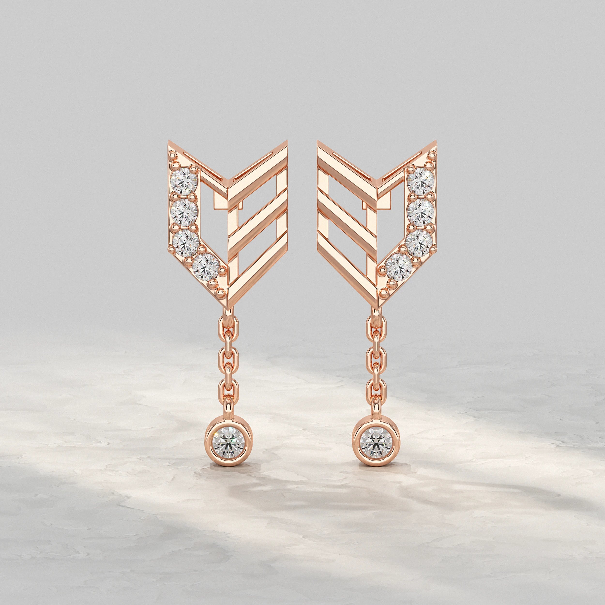Geometric Diamond Chain Drop Earrings Earrings