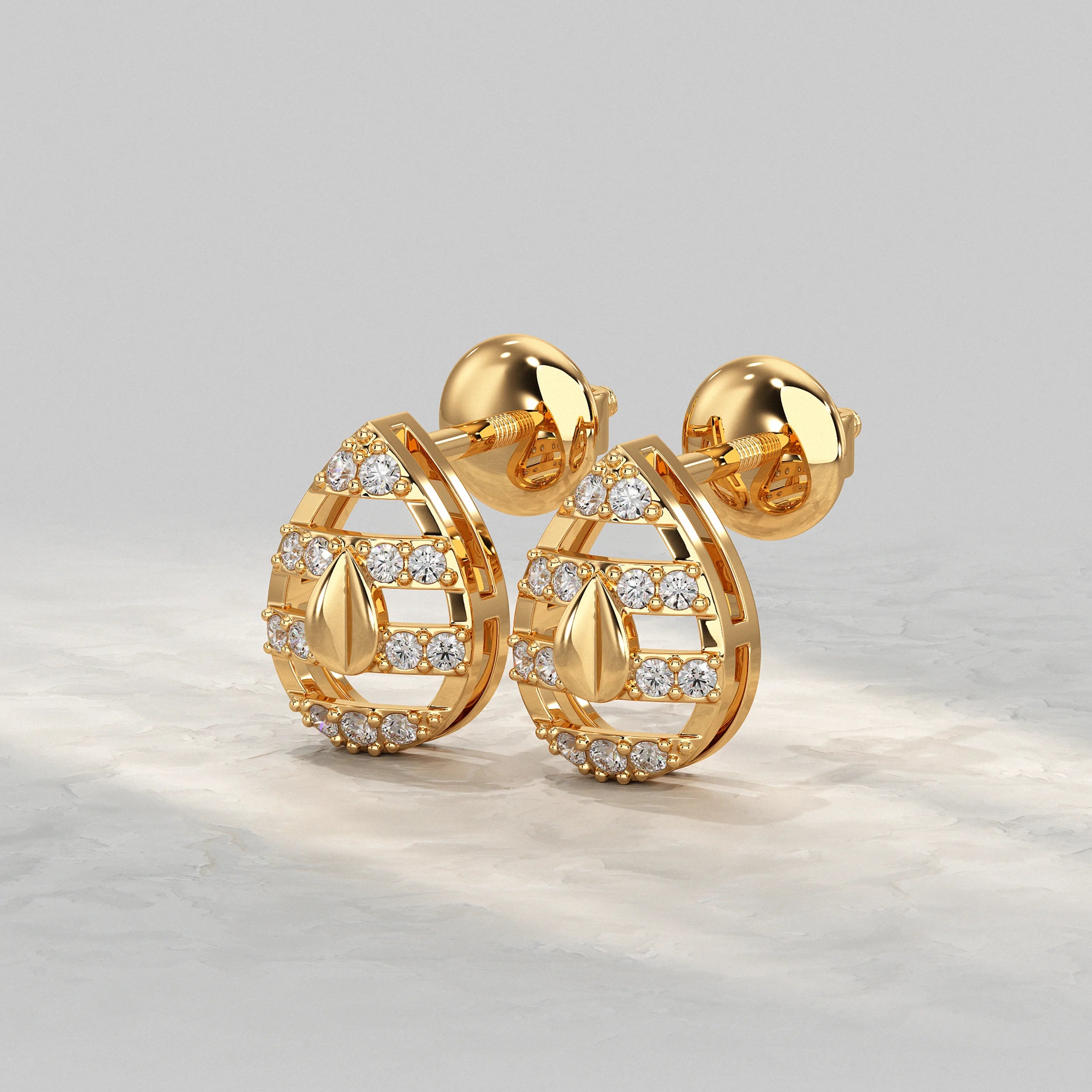 Teardrop Diamond Cluster Open Frame Stud Earrings Earrings
