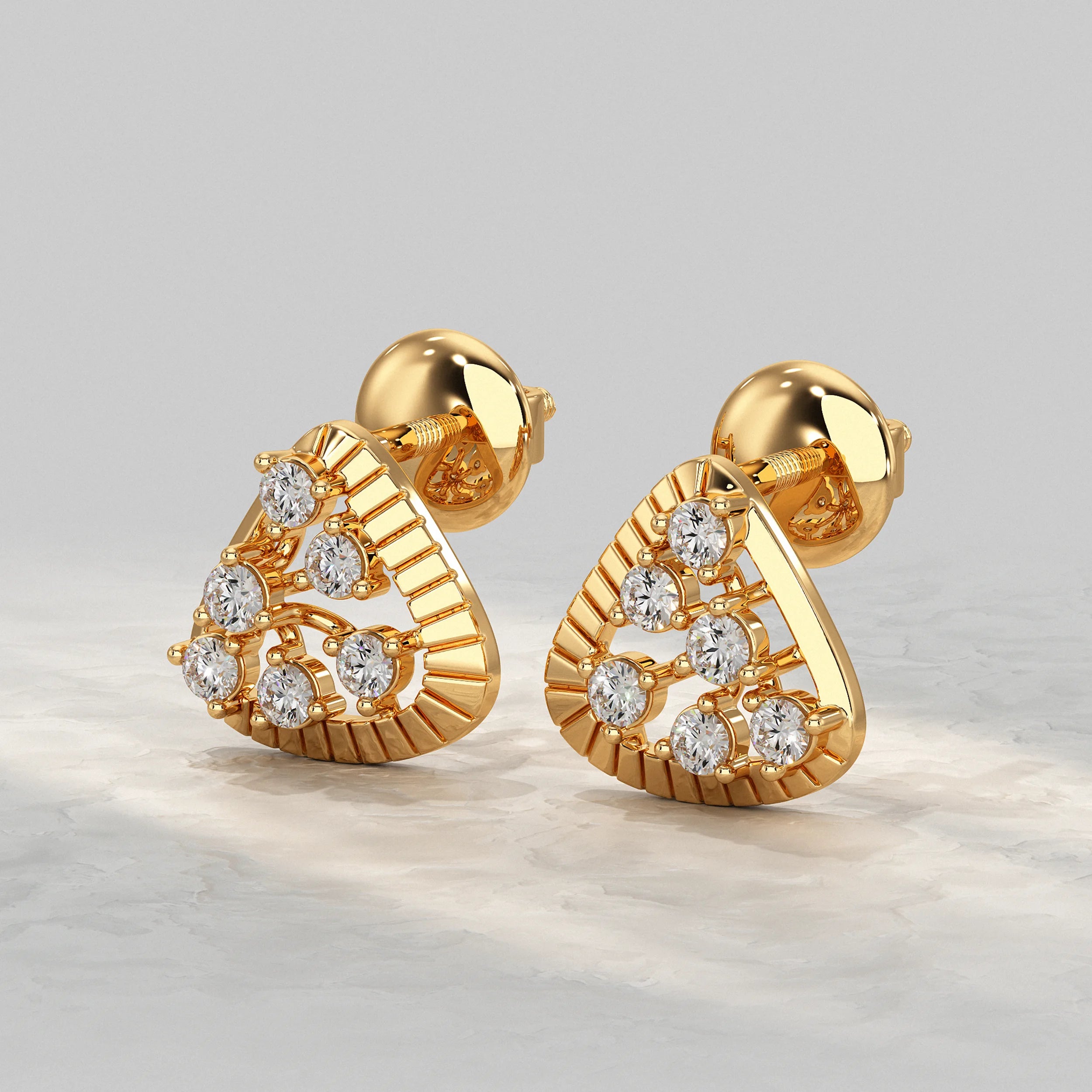 Round Lab Diamond Triangular Stud Earrings Earrings