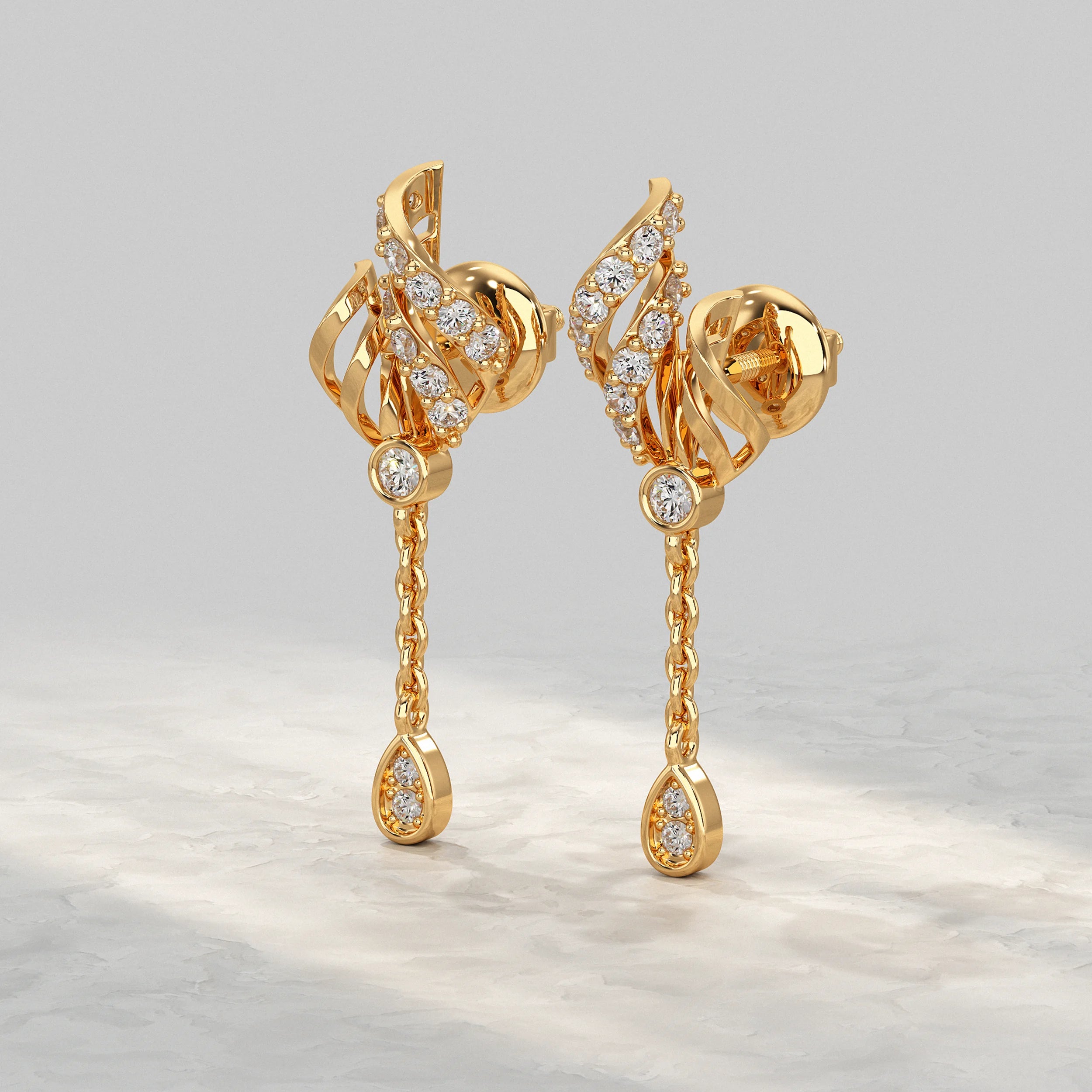 Twisted Lab Diamond Chain Drop Earrings Earrings