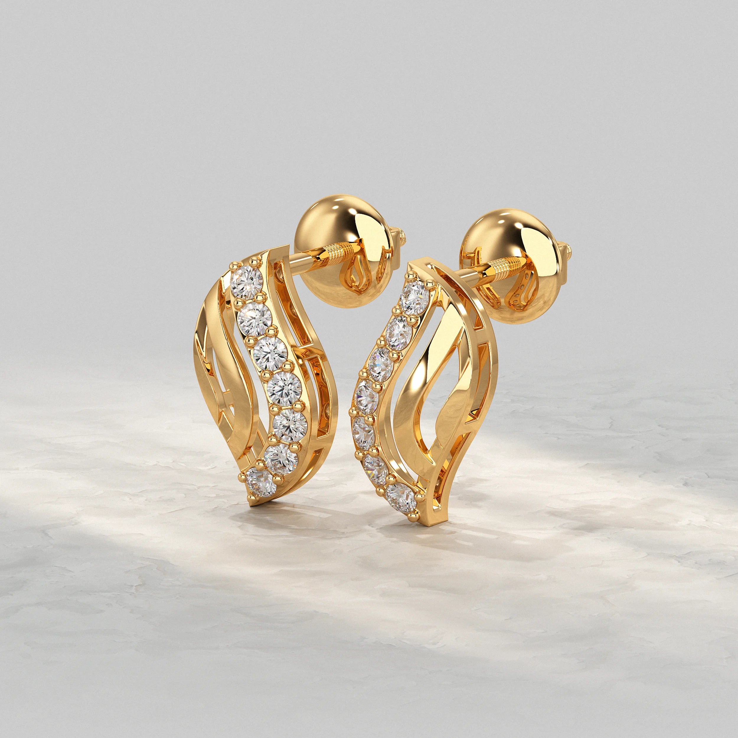 Wave Design Diamond Accent Stud Earrings Earrings