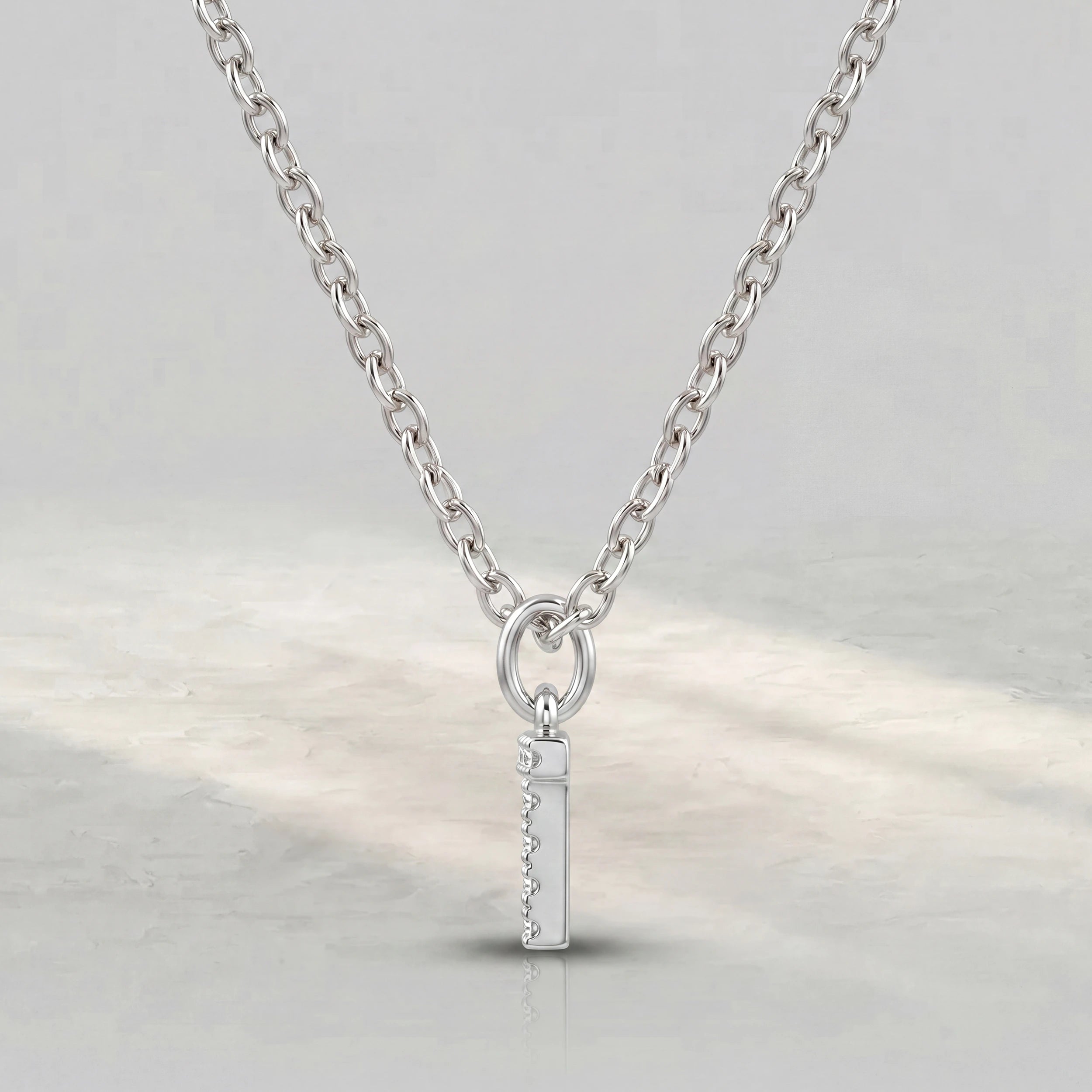 Initial Letter T Round Diamond Pendant Pendant