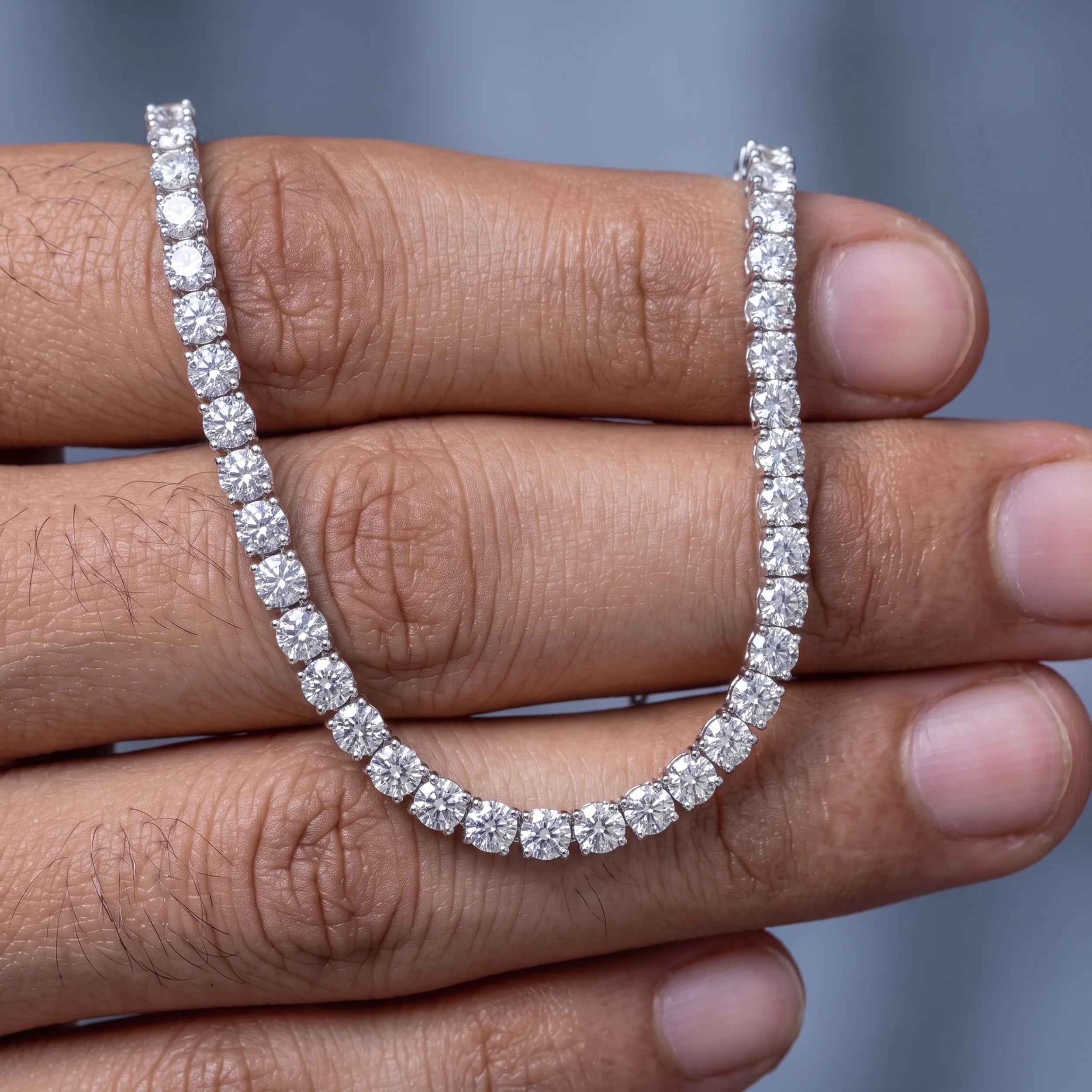 Round Lab Diamond Tennis Men's Necklace Bracelet