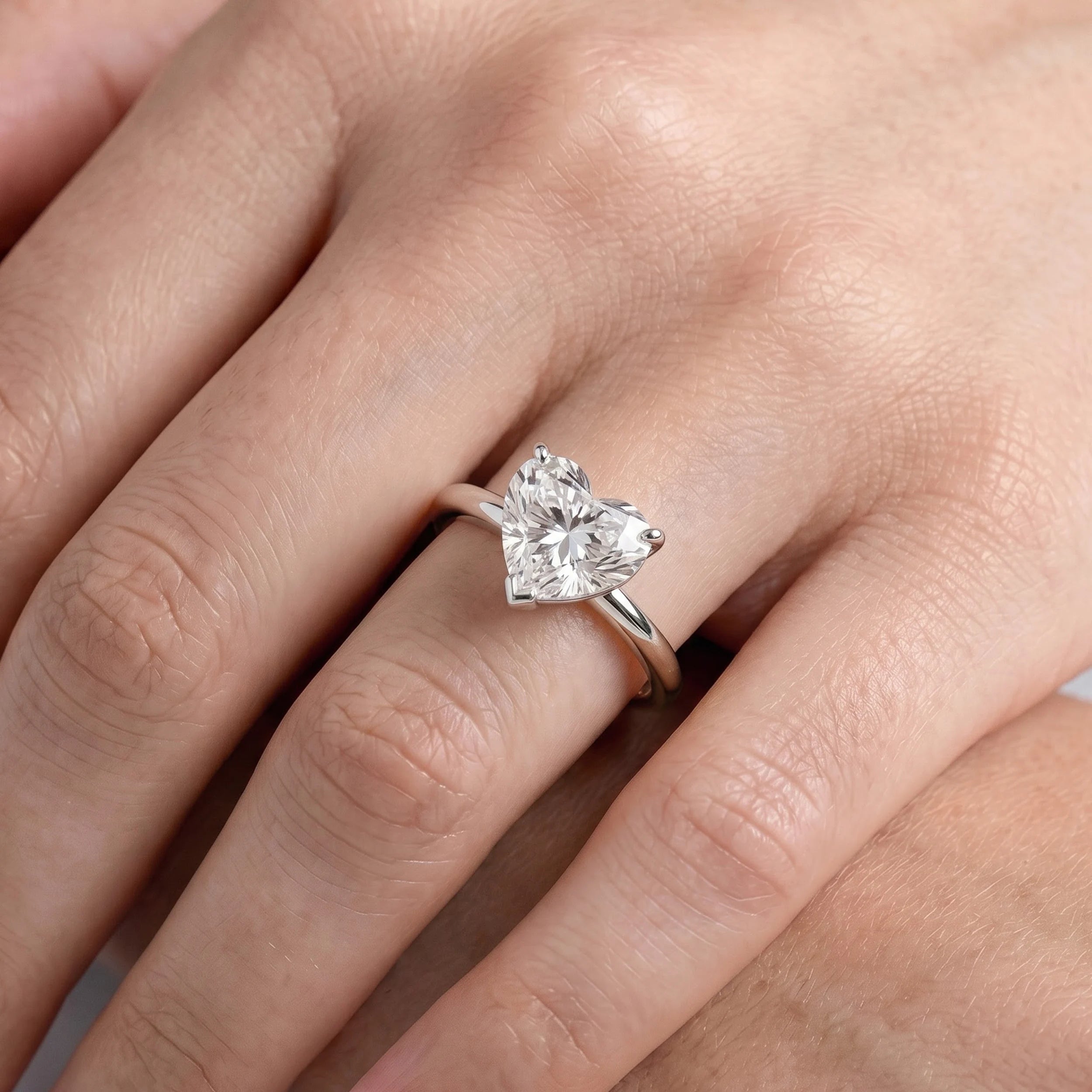 Heart Cut Lab Diamond Solitaire Engagement Ring Rings
