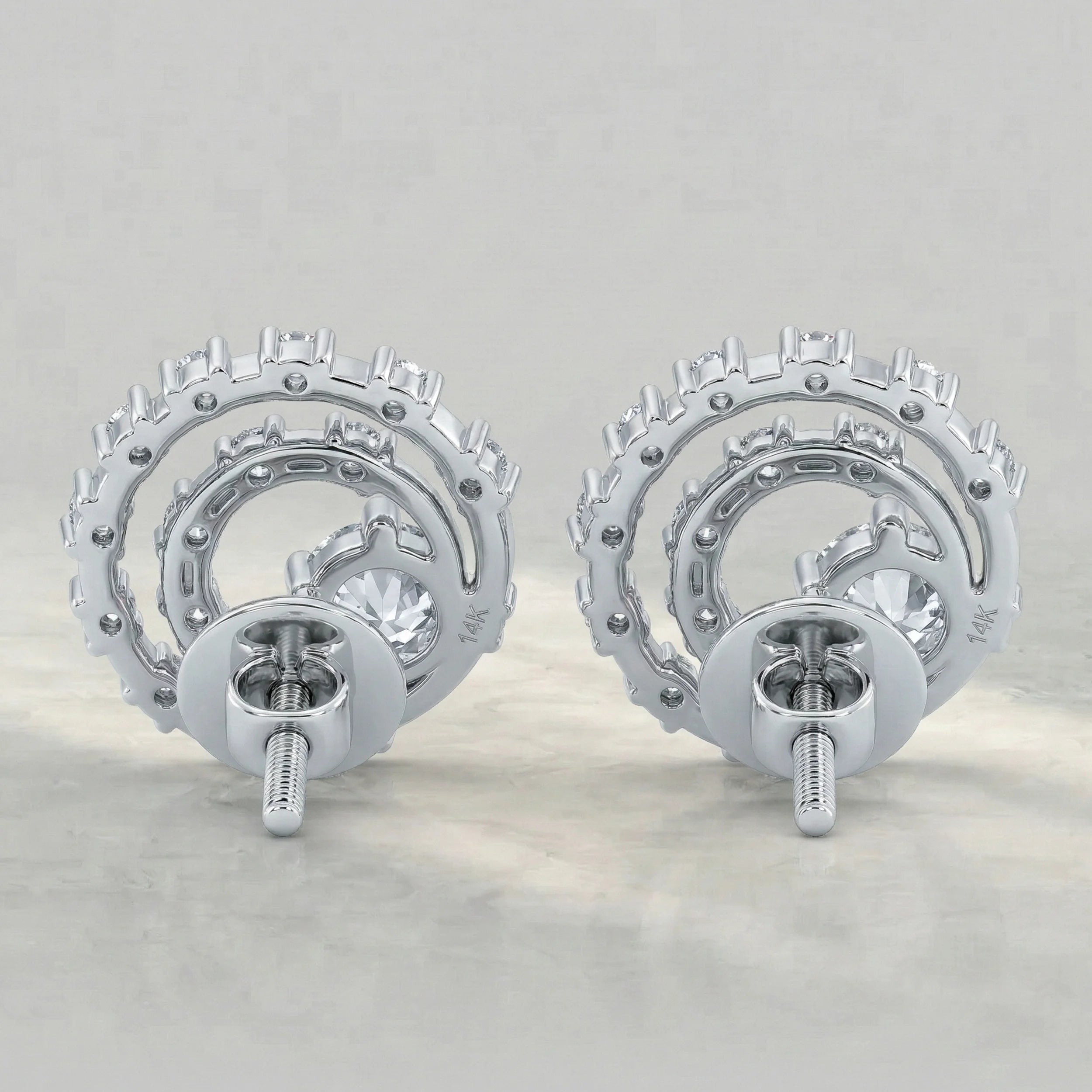 Round Diamond Twin Open Circle Stud Earring Earrings