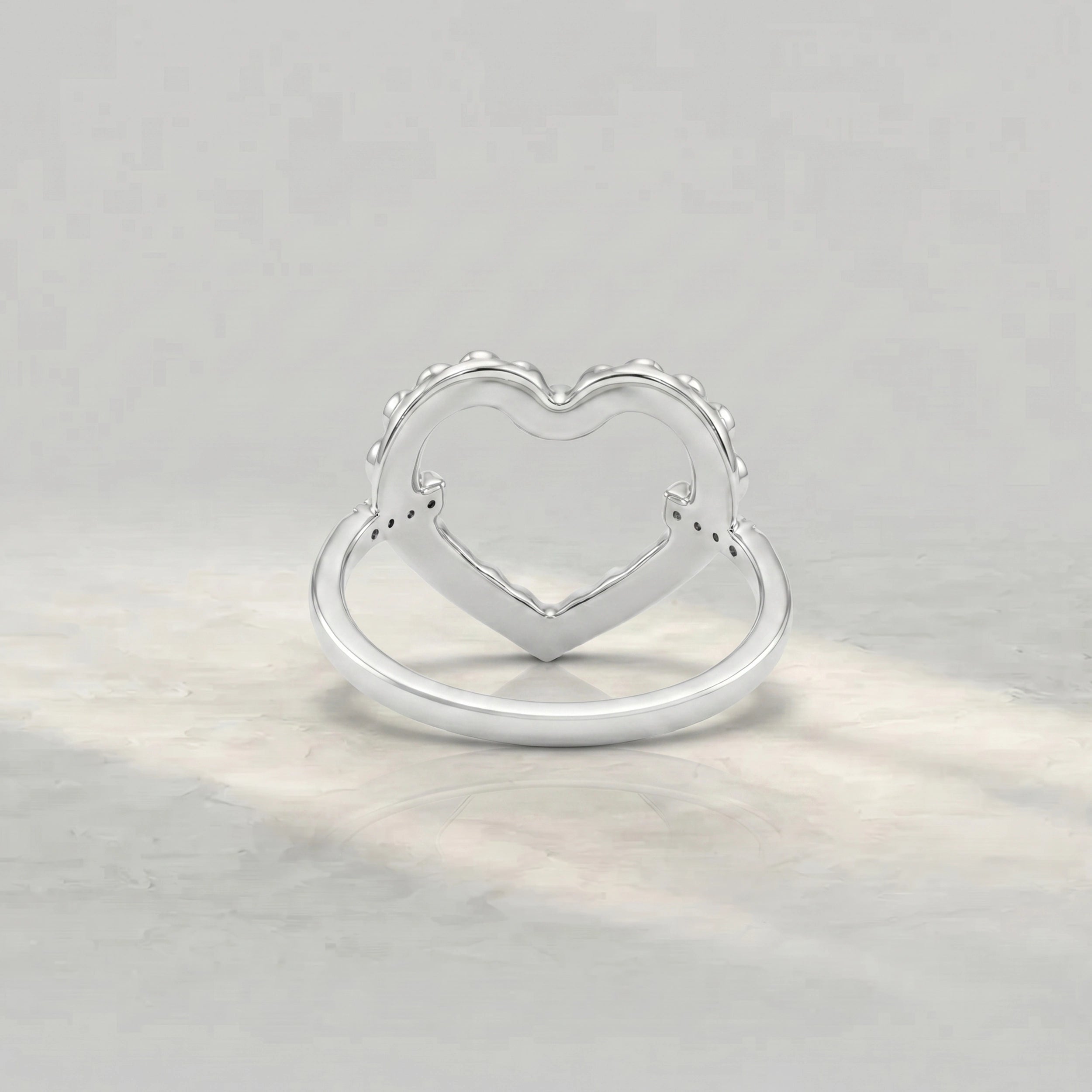 Open Heart Shape Round Diamond Bubble Ring Rings