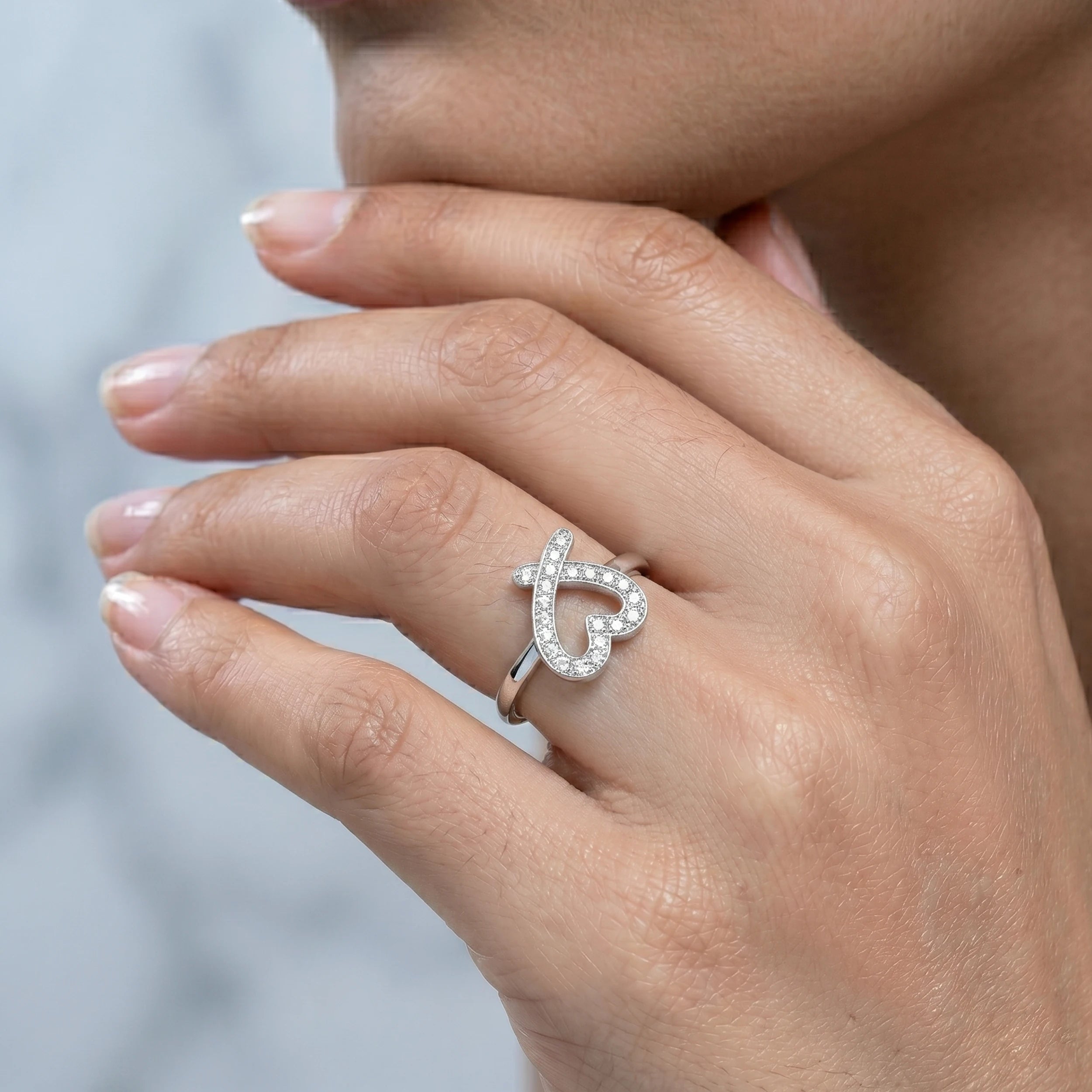 Heart Cut Lab Diamond Open Ring Rings