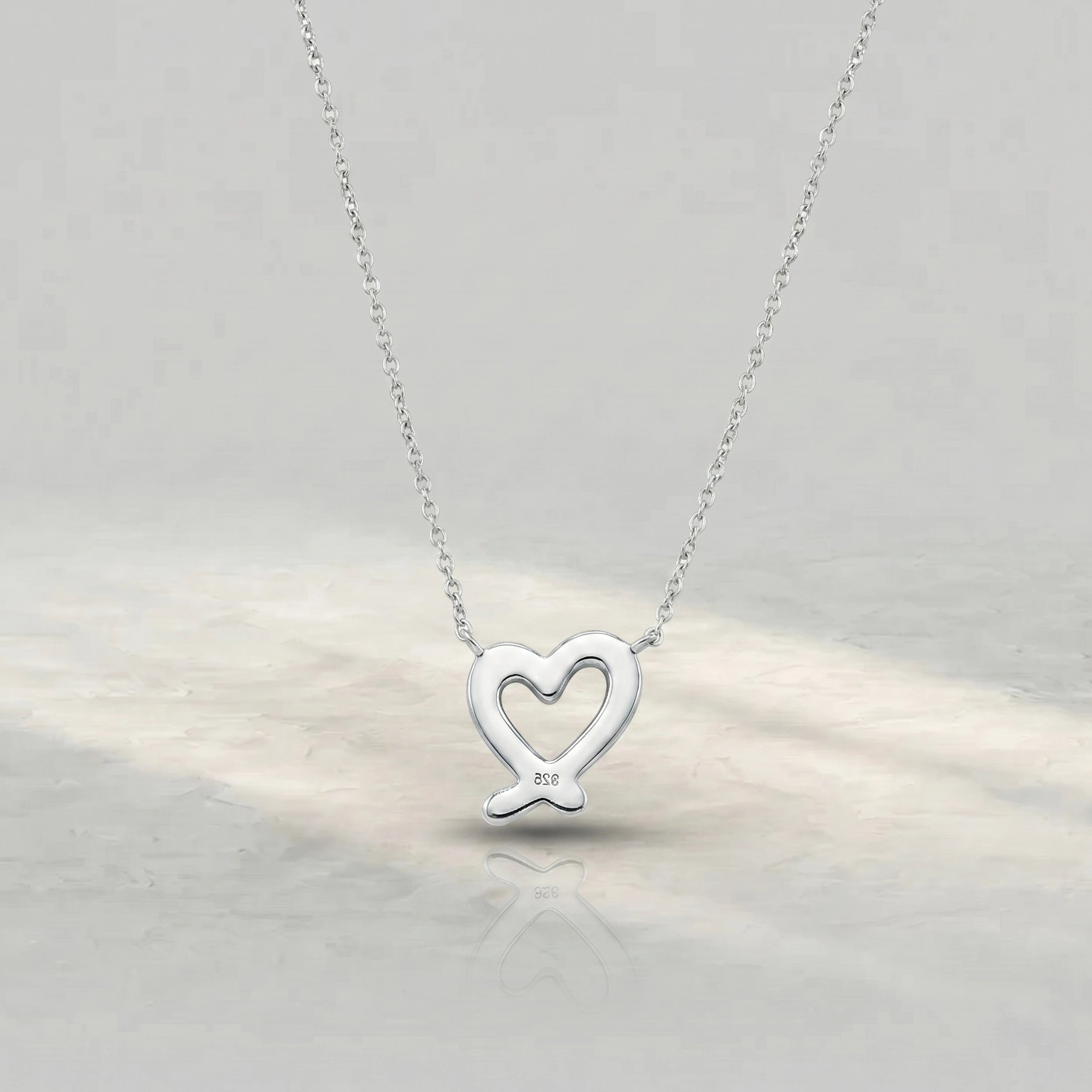 Open Heart Shape Round Diamond Pendant Rings