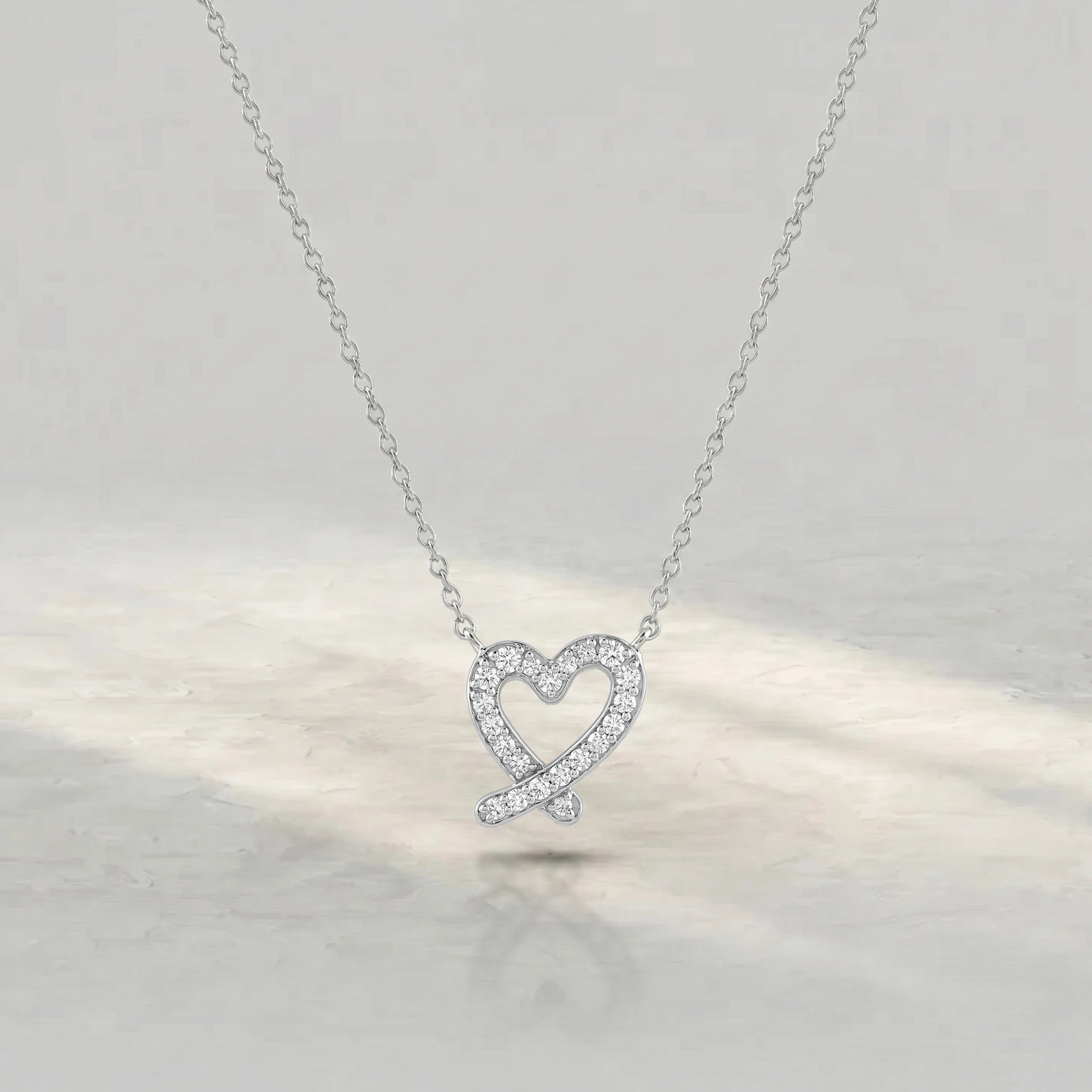 Open Heart Shape Round Diamond Pendant Rings