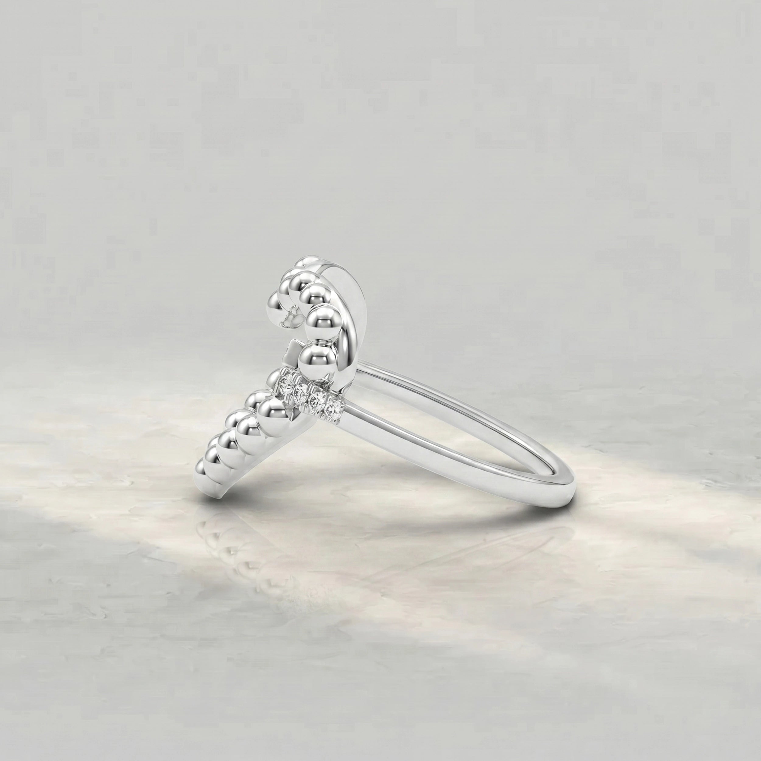Open Heart Shape Round Diamond Bubble Ring Rings
