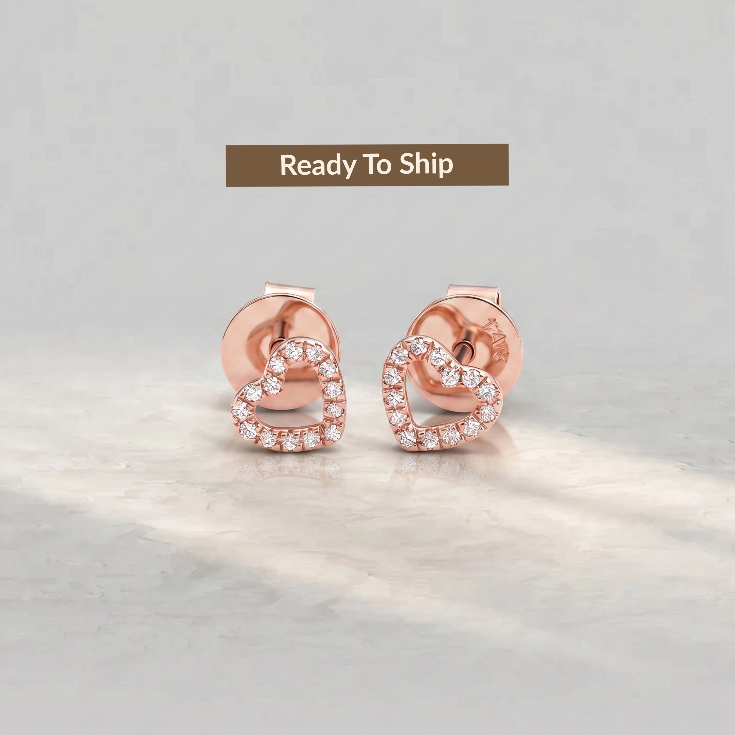 Open Heart Shape Lab Diamond Stud Earrings