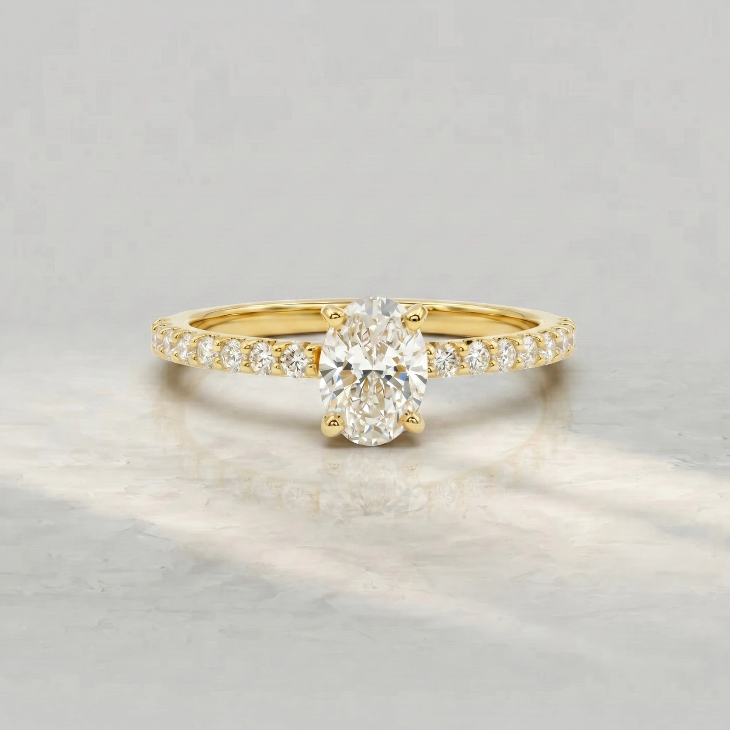 Oval Cut Diamond Solitaire Accent Ring Rings