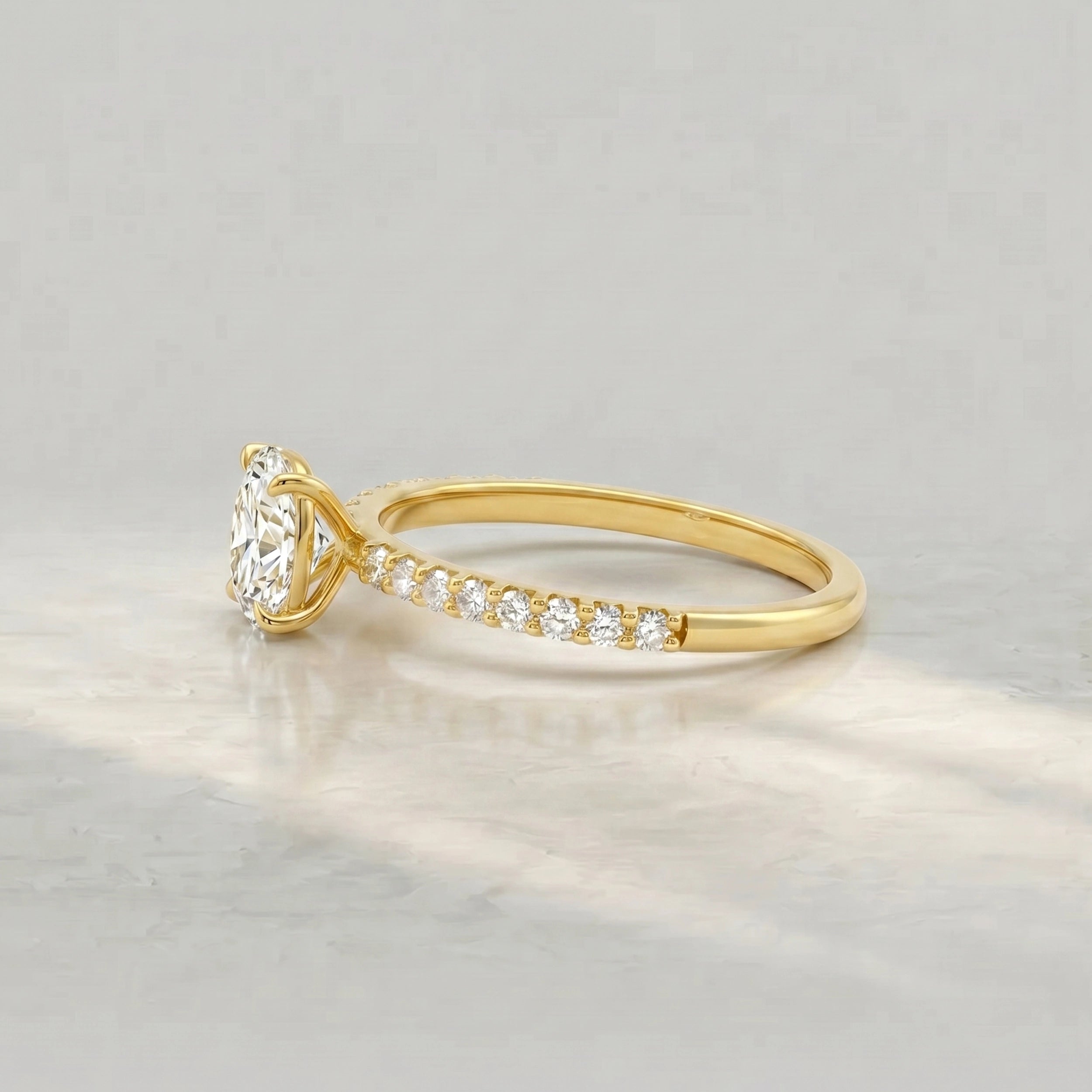 Oval Cut Diamond Solitaire Accent Ring Rings