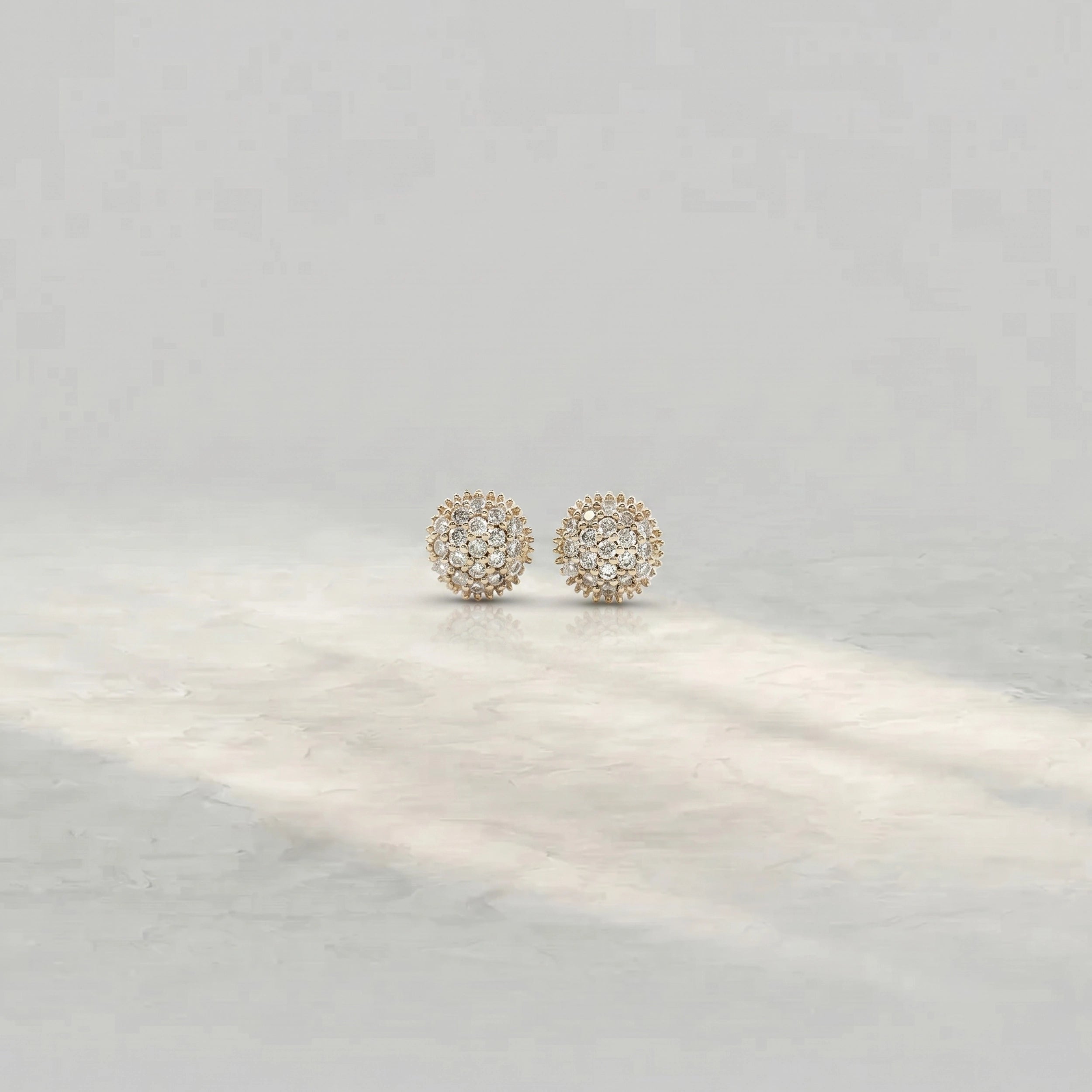 Round Diamond Cluster Stud Earrings